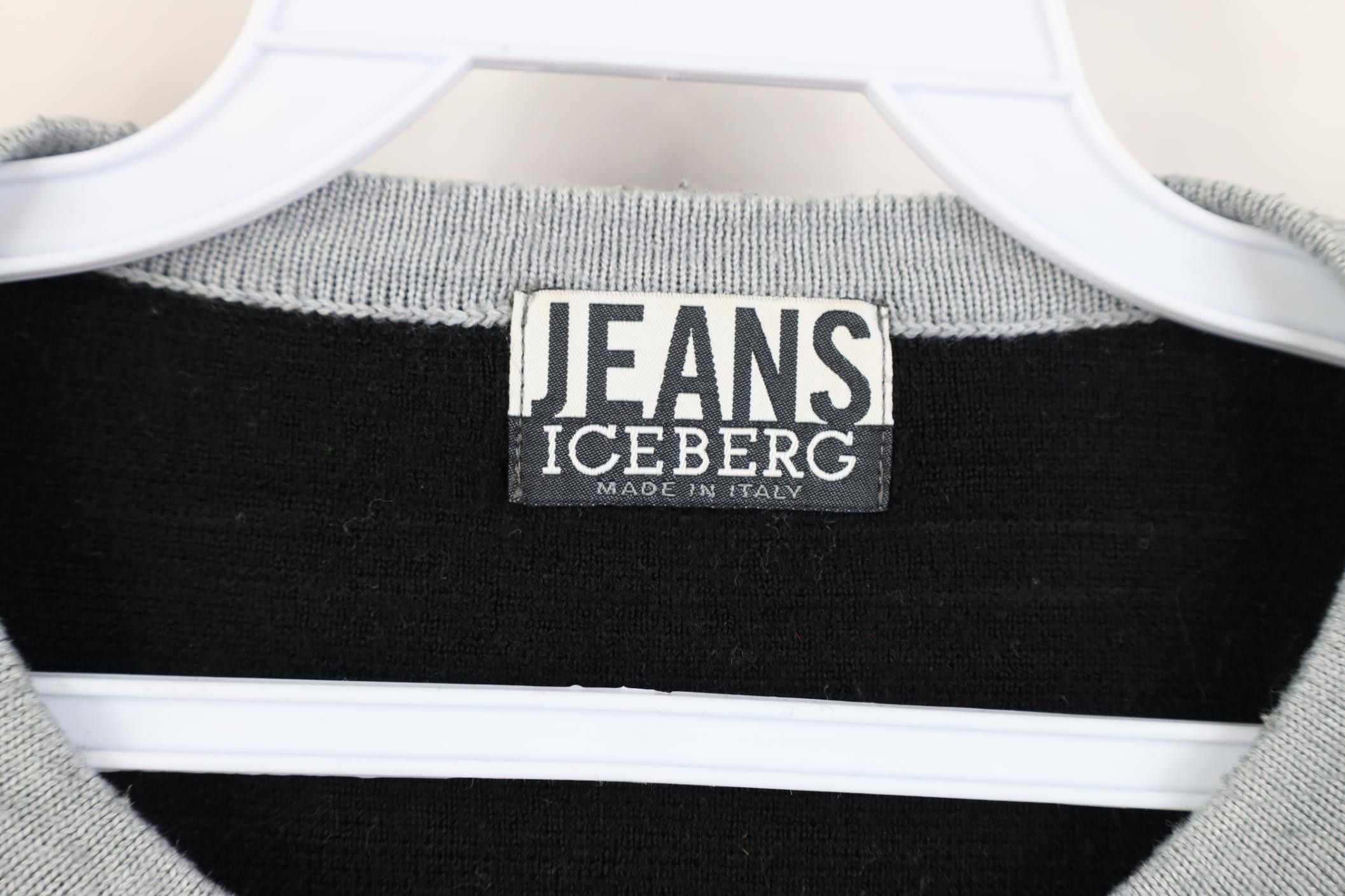 Vintage Vintage 90s Iceberg Jeans Box Logo Wool Knit Sweater Italy Size US L / EU 52-54 / 3 - 4 Thumbnail