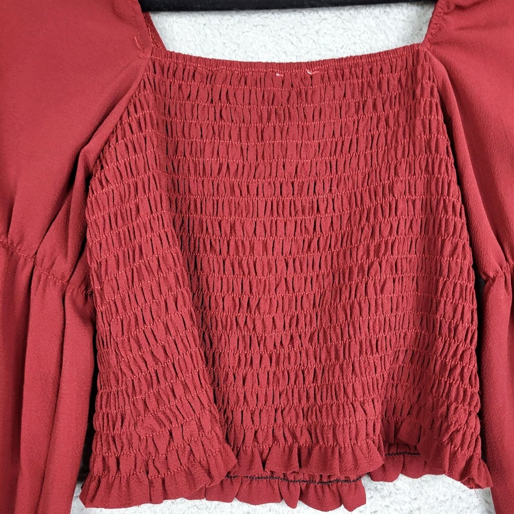 Vintage Dee Elly Blouse Mock Neck Long Sleeve Red Cotton Blend Size M NEW Size M / US 6-8 / IT 42-44 - 7 Thumbnail