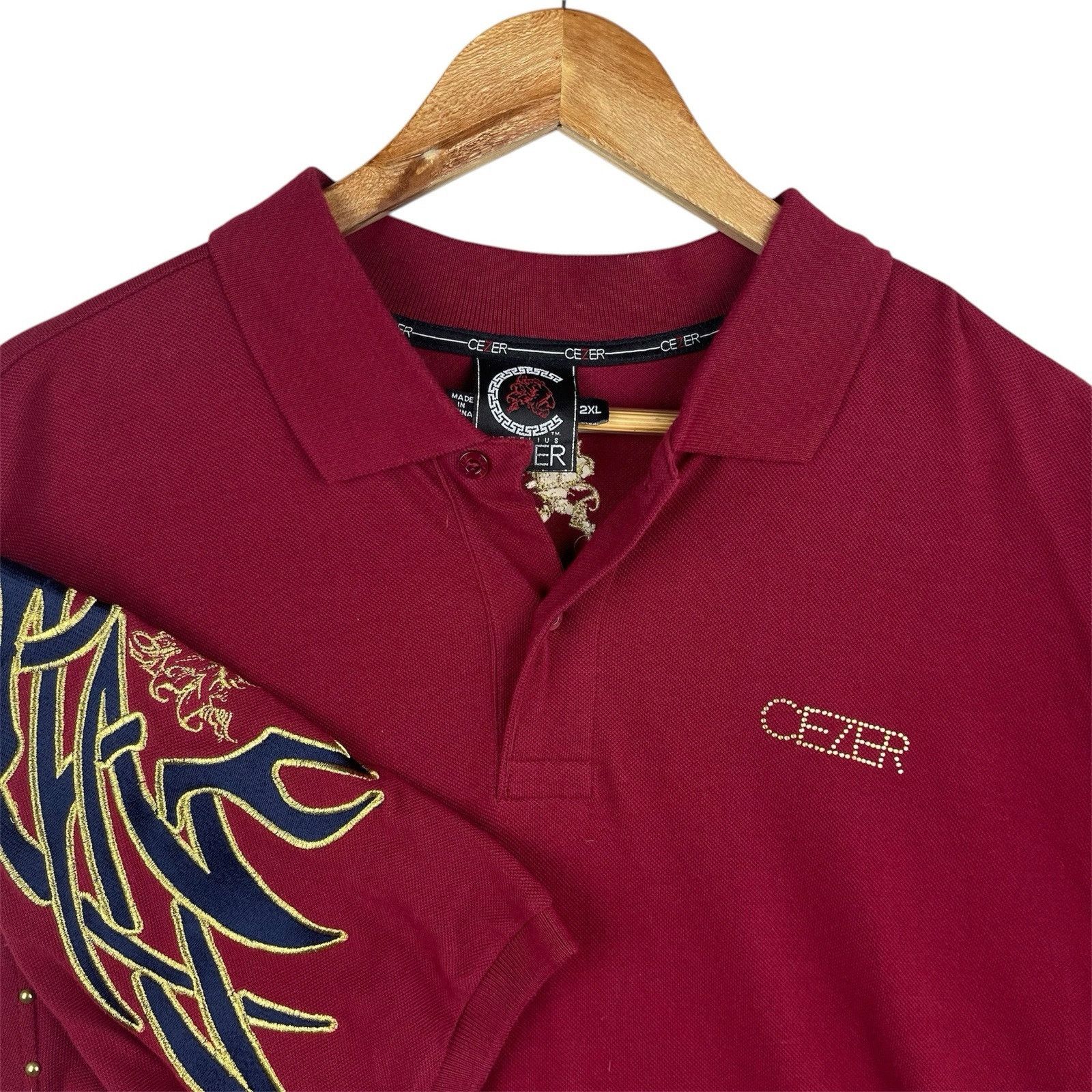 Other Jewelius Cezer Lion Graphic Polo Studded Red Oversized 2XL Size US XXL / EU 58 / 5 - 1 Thumbnail