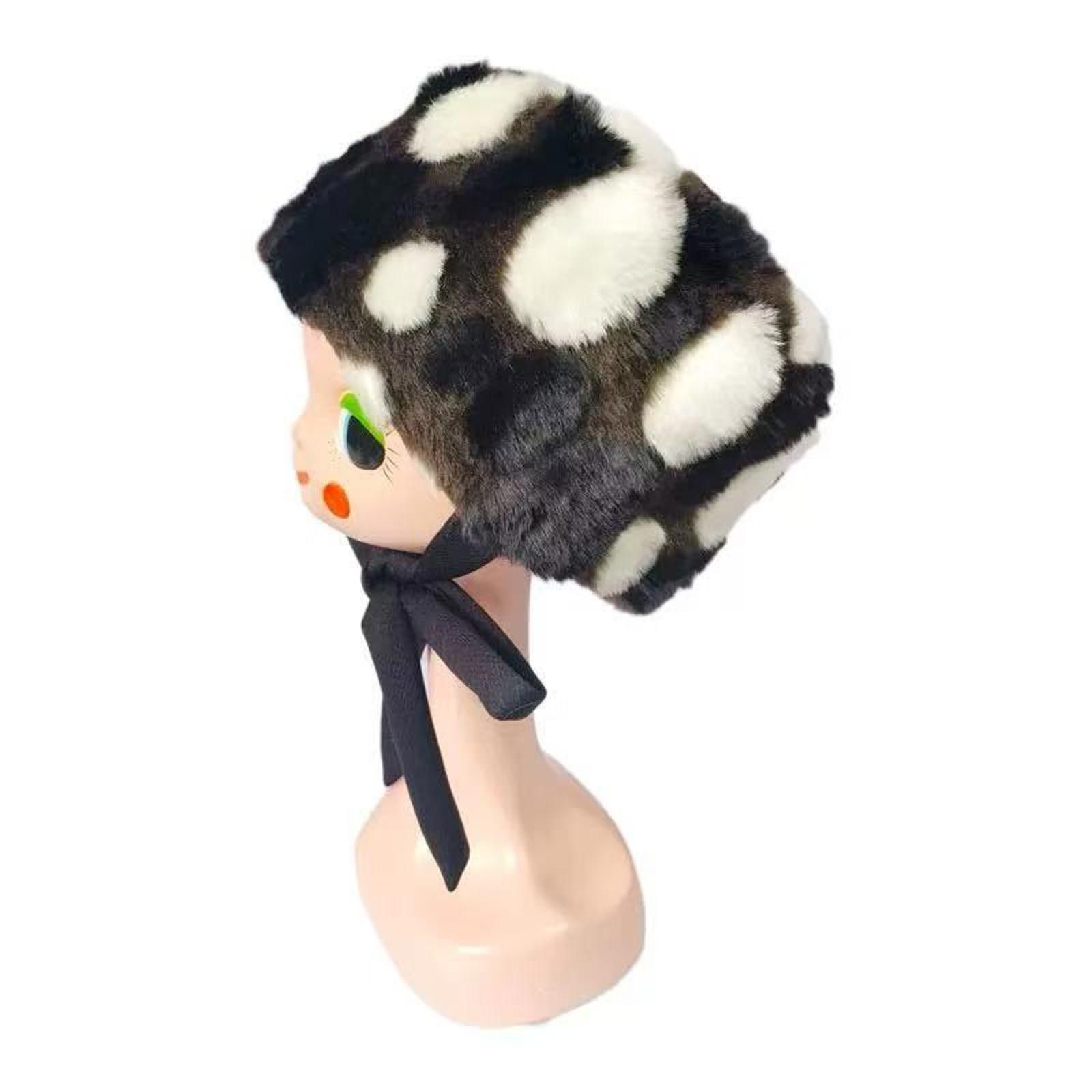 Japanese Brand Y2k Faux Fur Polka Dot Bucket Hat Harajuku Style Size ONE SIZE - 2 Thumbnail