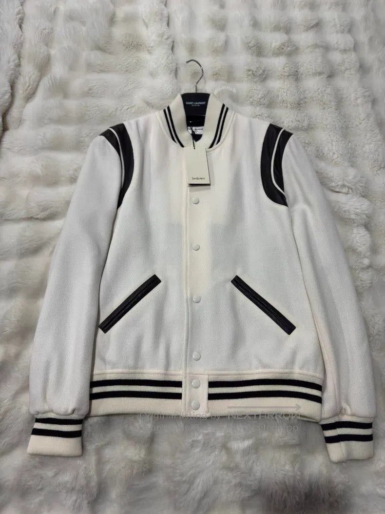 Saint Laurent Paris Saint Laurent Paris White Teddy Baseball Jacket Size US M / EU 48-50 / 2 - 1 Thumbnail