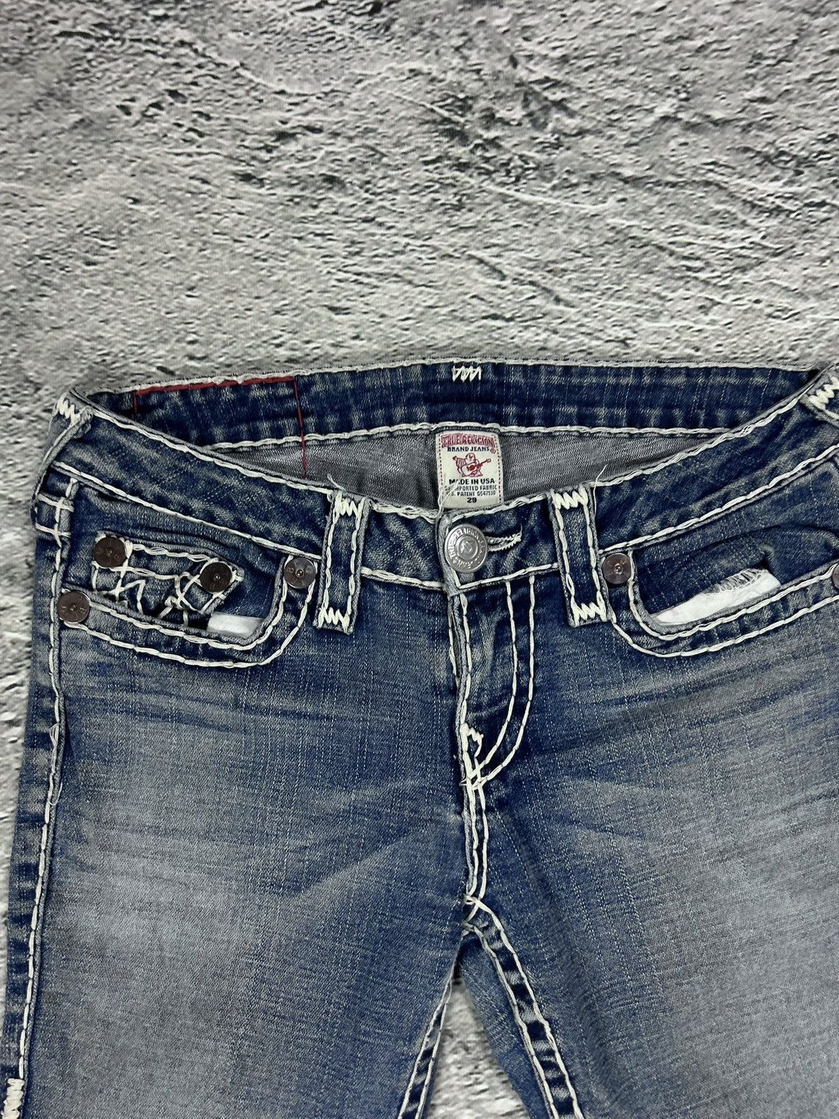 True Religion True Religion blue jeans white thick stitching Gina super T Size 29" - 5 Thumbnail