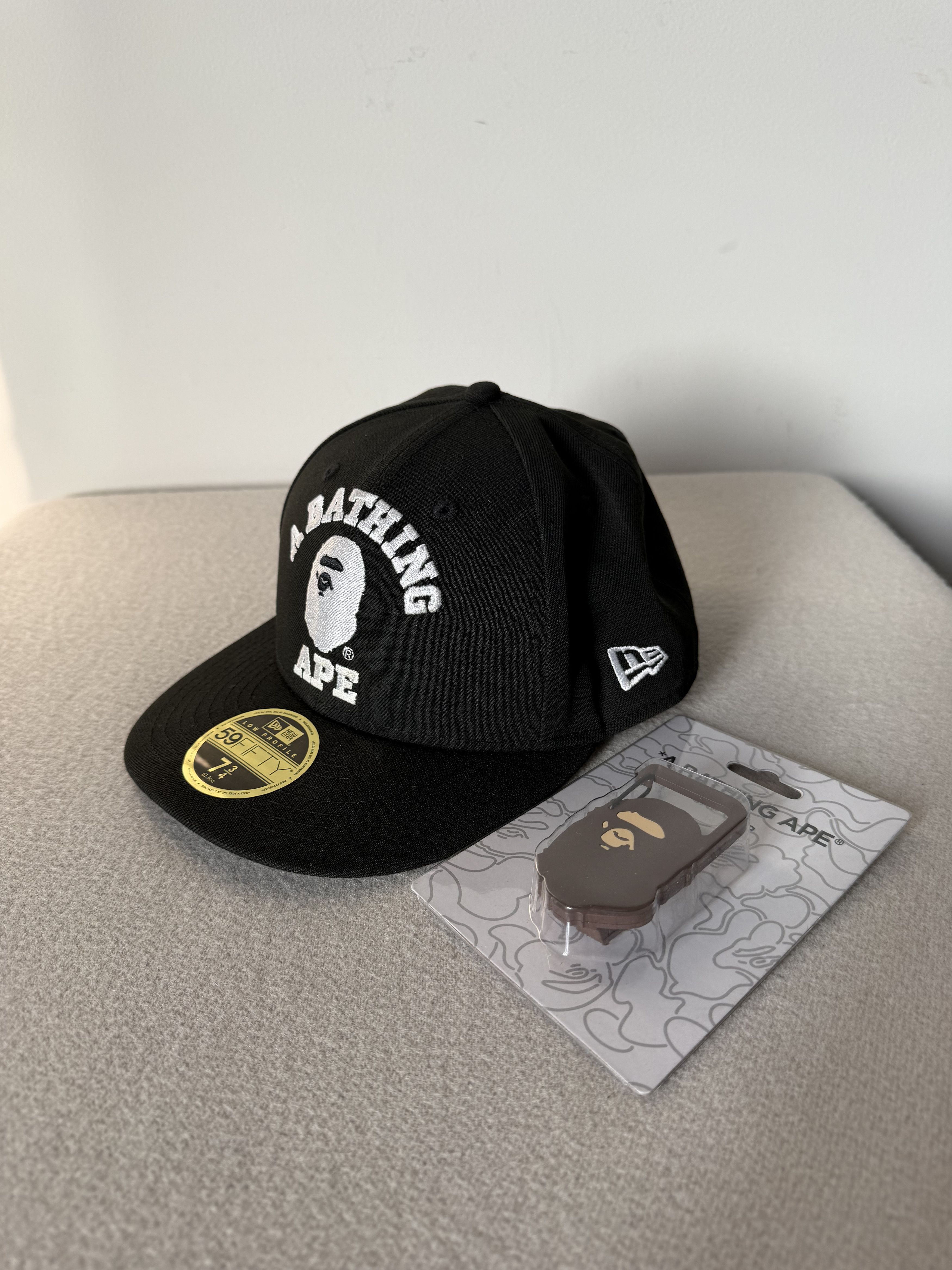 Bape 7 1/2 Bape New Era 59FIFTY Low Profile Fitted Hat in Black