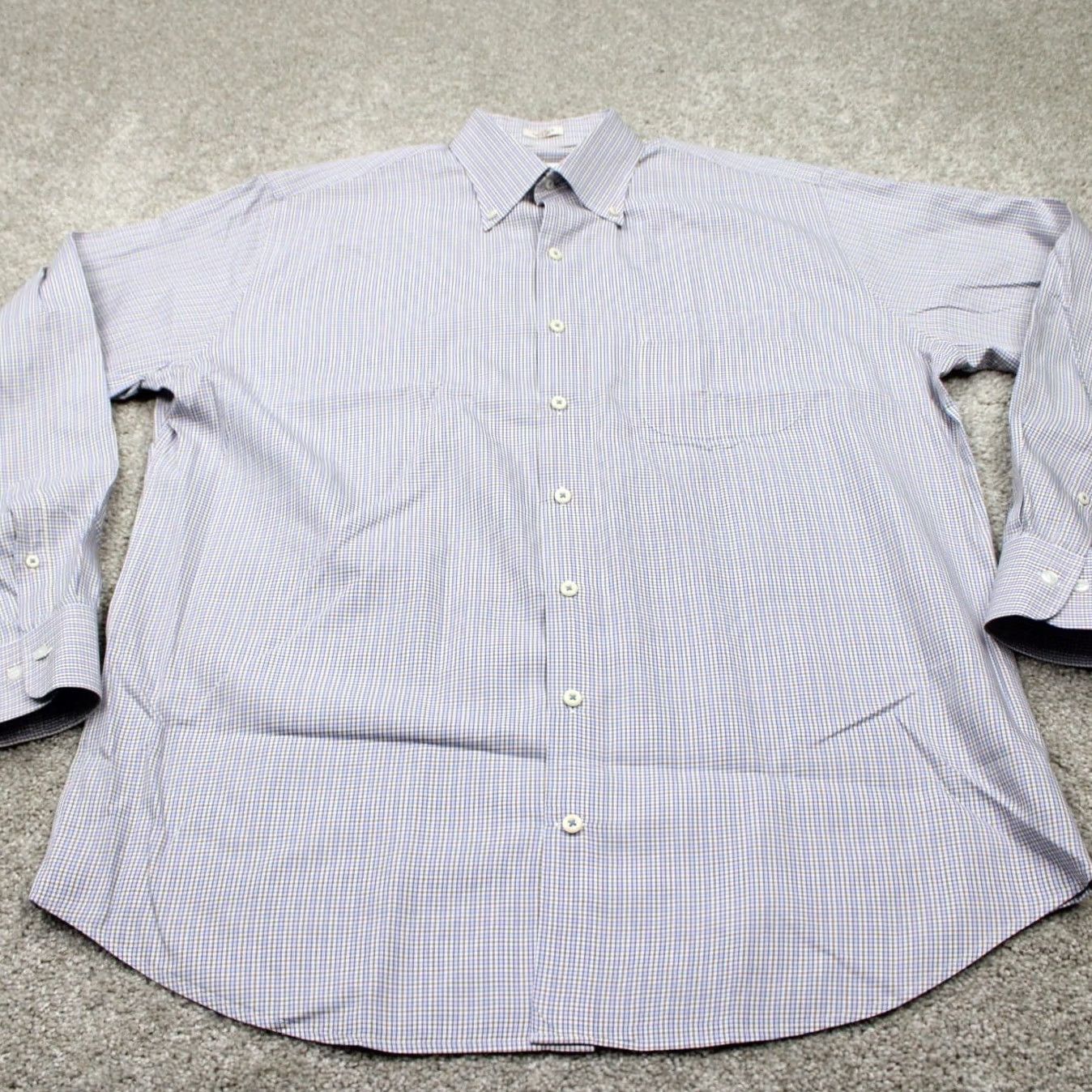 Peter Millar Peter Millar Crown Soft Shirt Adult Large Check Blue/Pink/Tan Cotton/Silk Blend L/S Button-Up Mens Regular Subtle Colorful Pattern Size US L / EU 52-54 / 3 - 2 Thumbnail