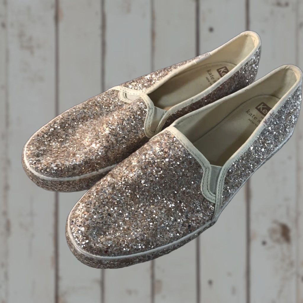 Keds Kate Spade Keds Glitter Slip On Sneakers Women Size 7.5 Champagne Casual dress Comfort Lightweight Size US 8 / IT 38 - 1 Thumbnail