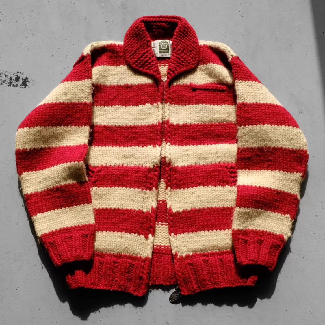Other Canadian Vintage Retro Stripe Hand-Knit Unisex Knit Jacket Size US M / EU 48-50 / 2 - 1 Thumbnail