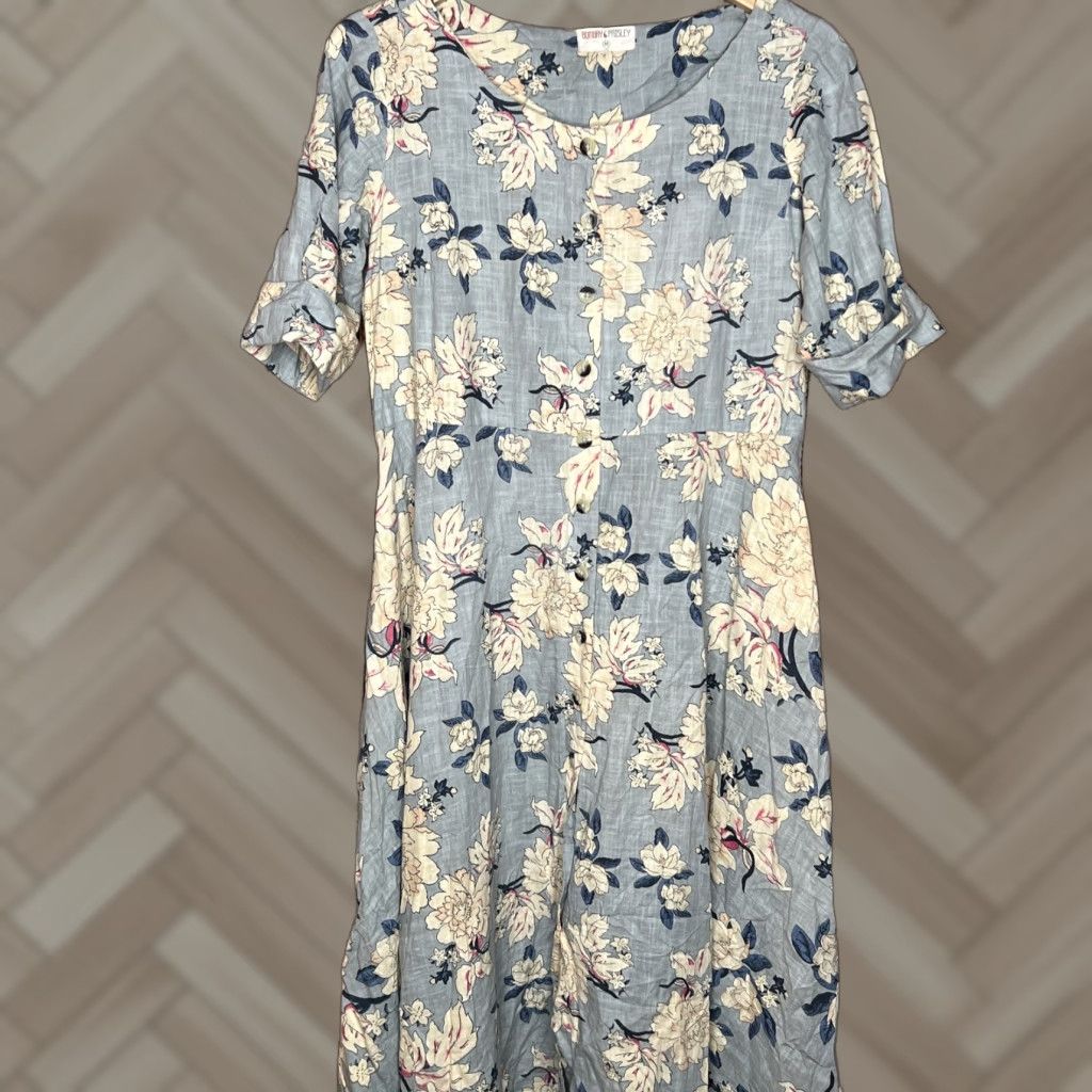 Vintage VINTAGE Bombay Paisley Button Front Dress Womens Midi Floral Knit Viscose Short Sleeve V-Neck Midi Casual Regular M Size M / US 6-8 / IT 42-44 - 1 Thumbnail