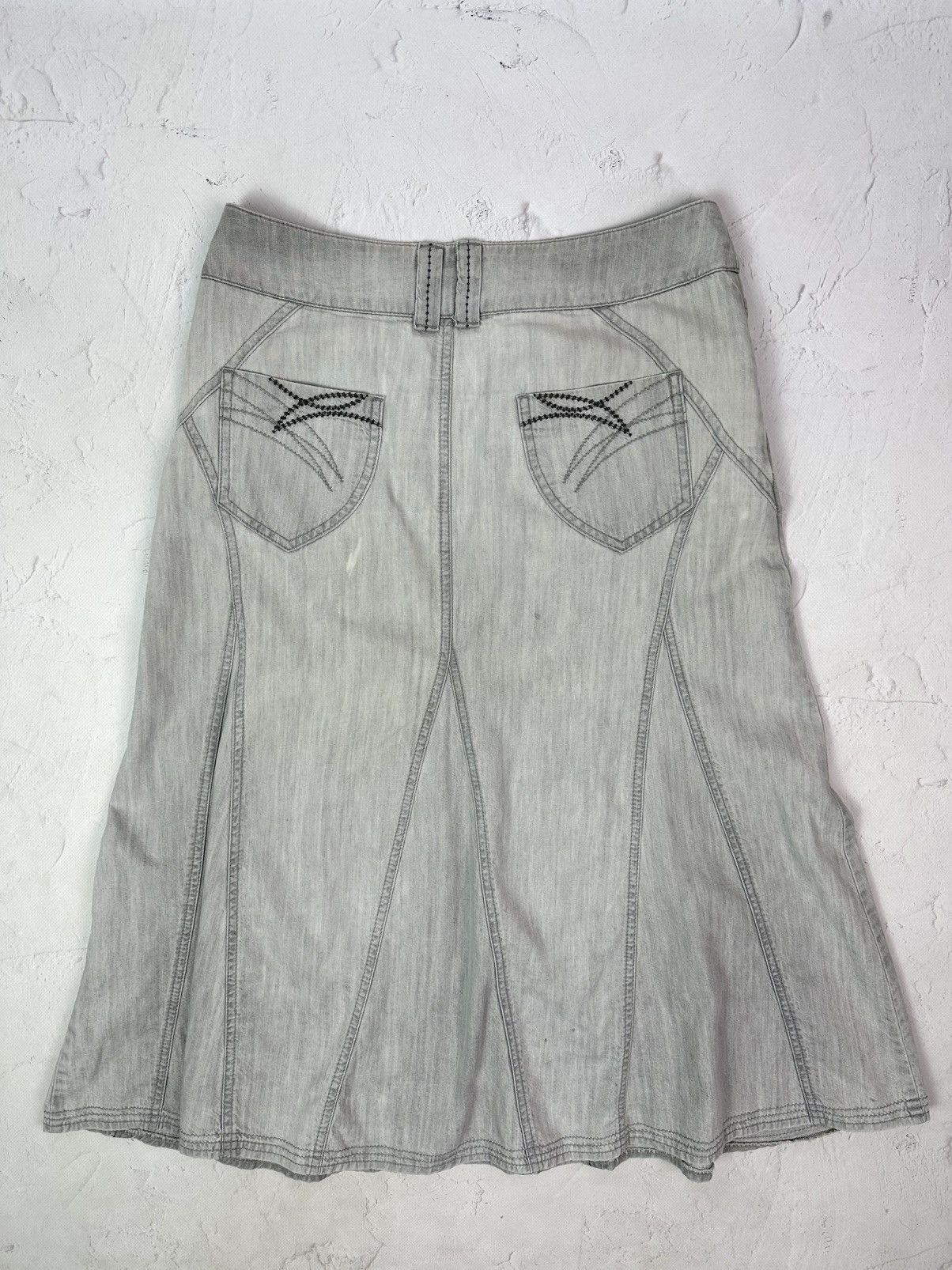 Beauty Beast × If Six Was Nine × Vintage Vintage Washed Grey Denim Flared Skirt Size 34" / US 12 / IT 48 - 6 Thumbnail