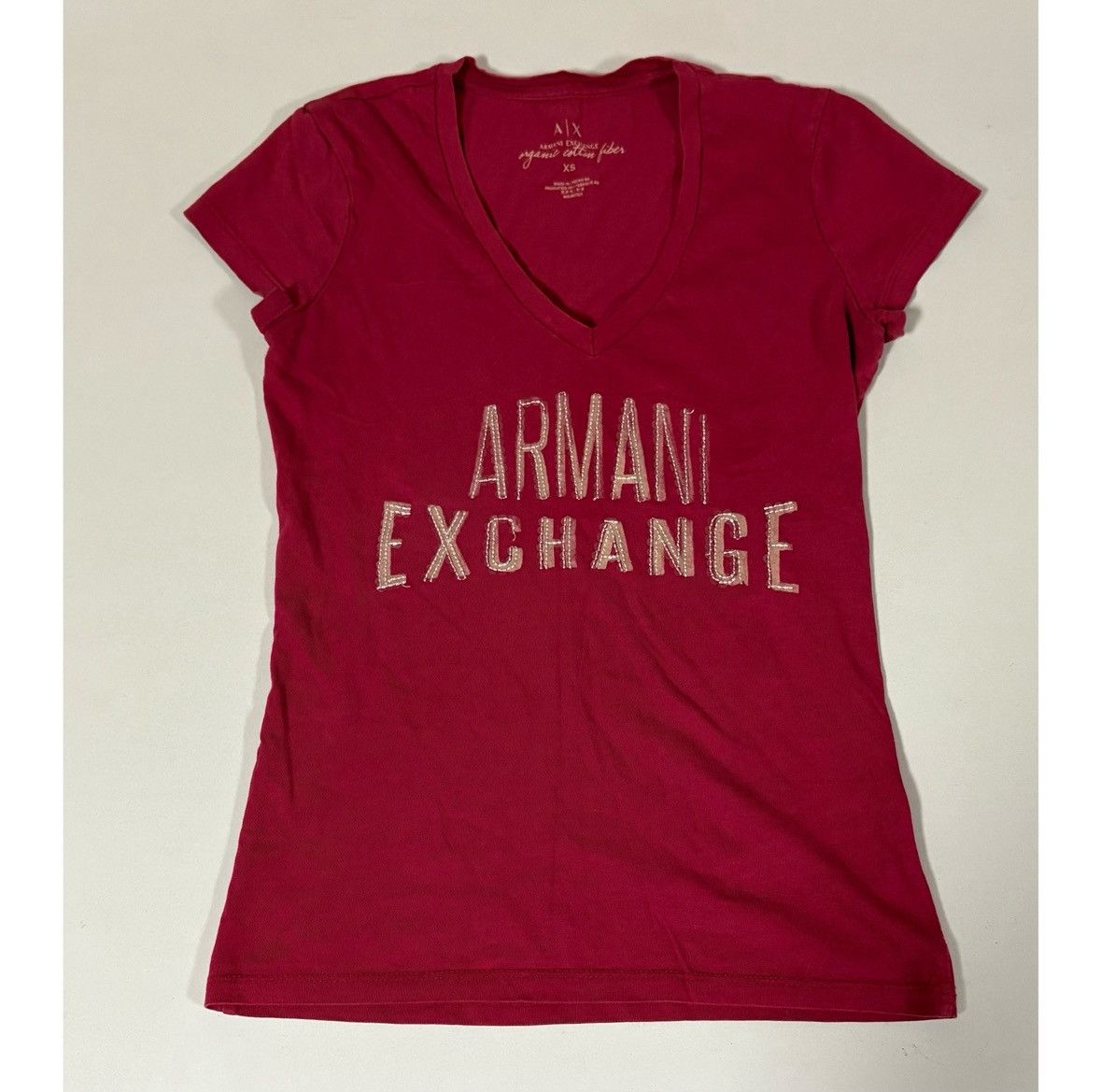 Armani Exchange Armani Exchange Sequin Logo V-Neck Shirt Top Blouse Tee XS♥️✨ Size XS / US 0-2 / IT 36-38 - 1 Thumbnail