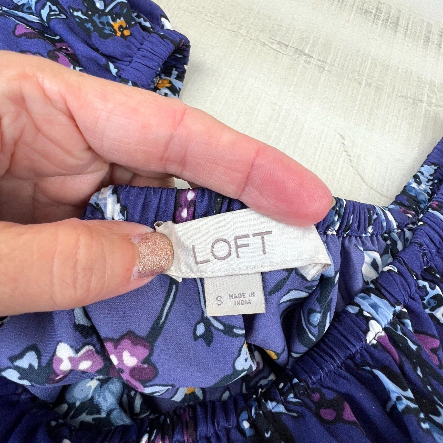 Loft LOFT Womens Off Shoulder Blouse Small Purple Floral Flowy Top Size S / US 4 / IT 40 - 3 Thumbnail