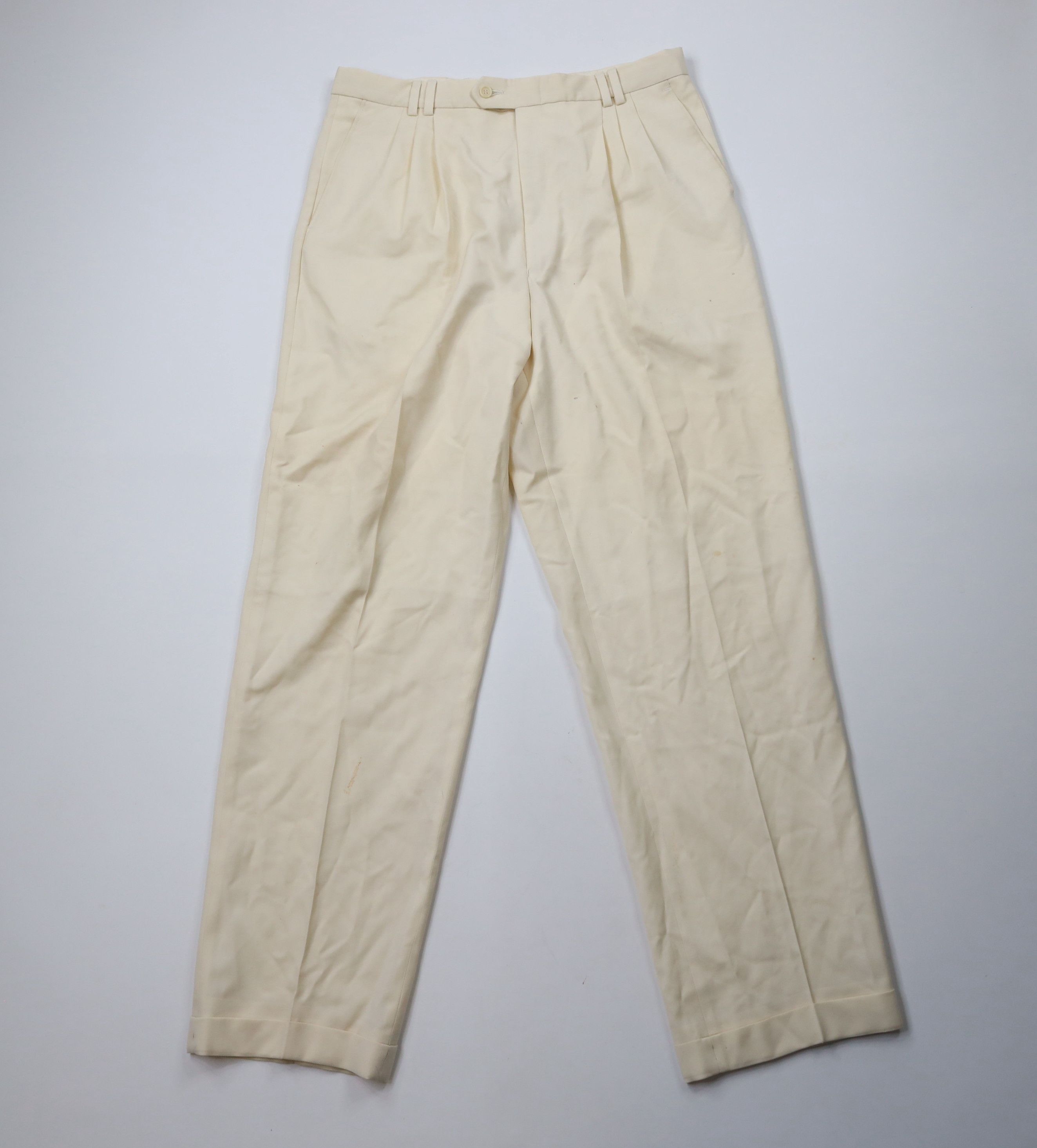 Vintage Vintage 90s Streetwear Cuffed Wide Leg Chino Pants Wool Size US 34 / EU 50 - 1 Thumbnail
