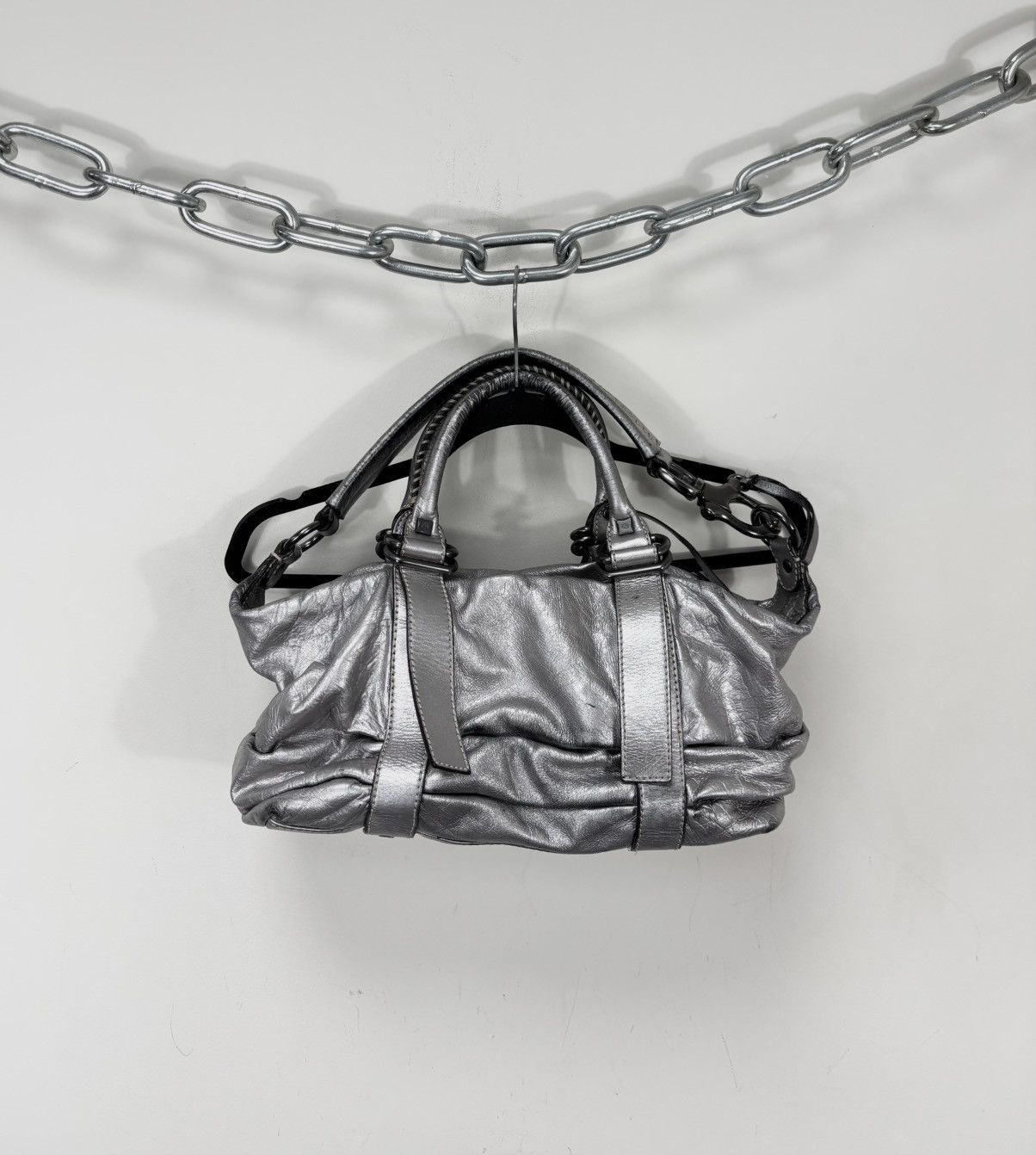 Other Francesco Biasia Metallic Silver Embossed Leather Handbag 