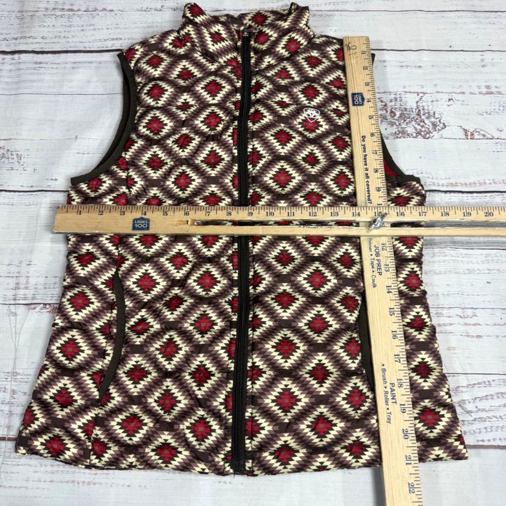 Ariat Ariat Ideal Down Womens Aztec Puffer Vest Sz S Beige Zip Front Packable Vest Size S / US 4 / IT 40 - 4 Thumbnail