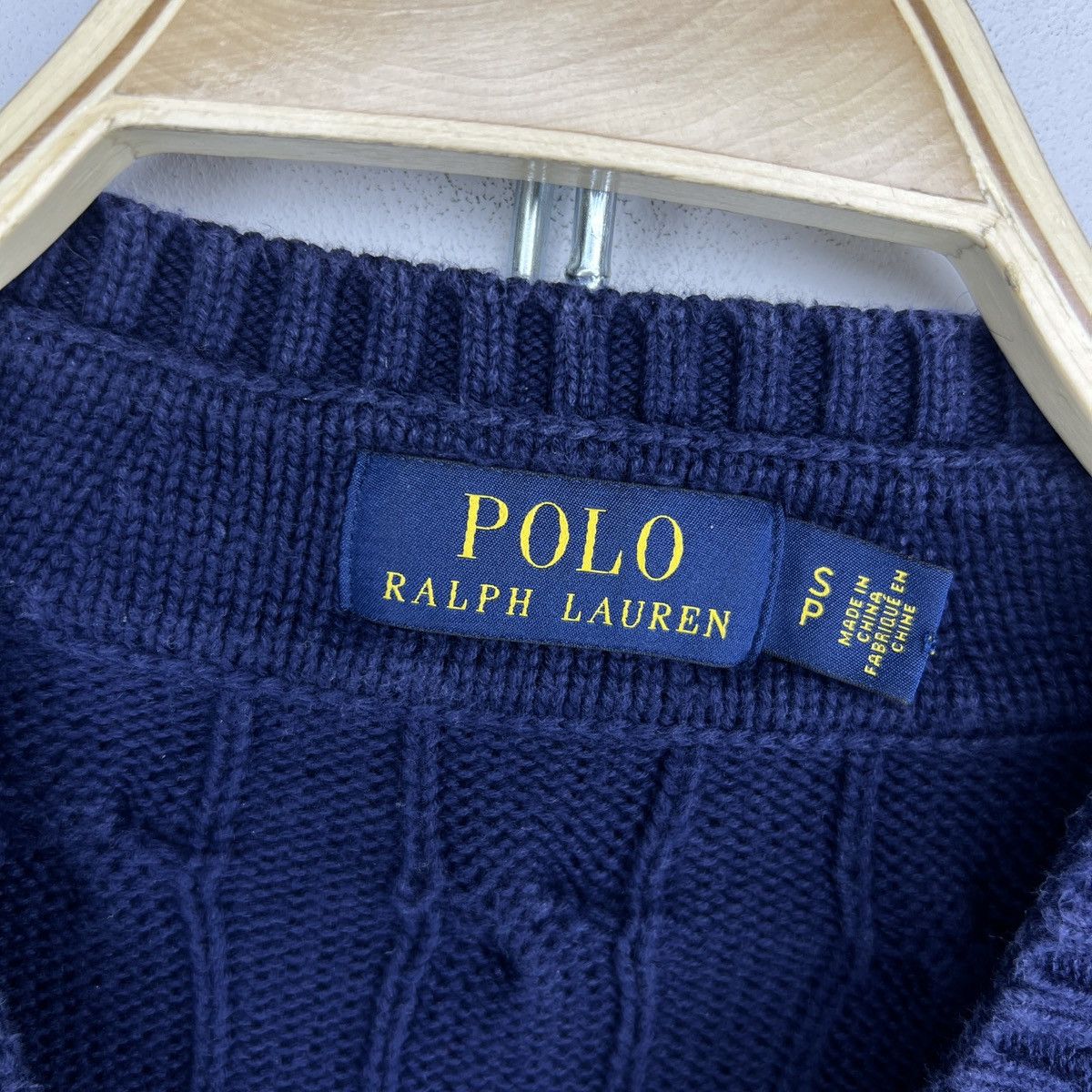 Polo Ralph Lauren × Vintage Polo Ralph Lauren Academy Mens Cable Knit Navy Sweater Size US S / EU 44-46 / 1 - 6 Thumbnail
