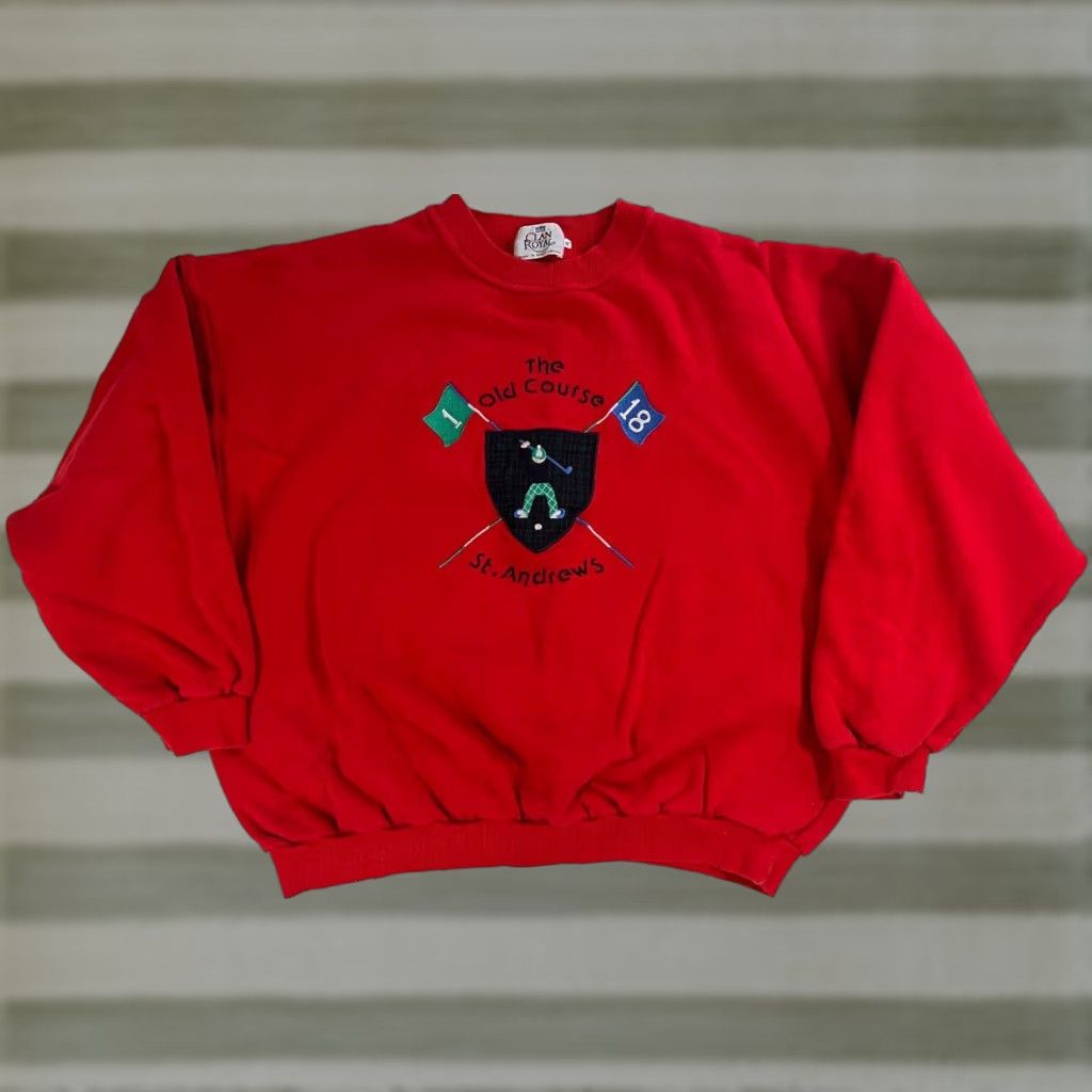Vintage VINTAGE Clan Royal The Old Course St. Andrews Golf Crewneck Sweatshirt XL Unisex Adults Red Cotton Fleece Embroidered Logo Shirt Pullover 1990s Mens Size US XL / EU 56 / 4 - 1 Thumbnail