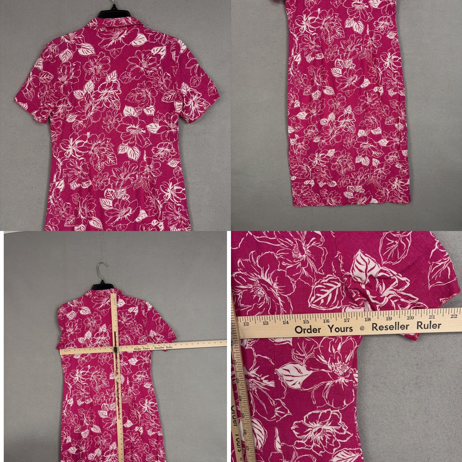 Talbots Talbots Dress Womens 6 Pink Floral Linen Resort Vacation Hawaiian Tropical Shirt Dress Casual Travel Size M / US 6-8 / IT 42-44 - 8 Thumbnail