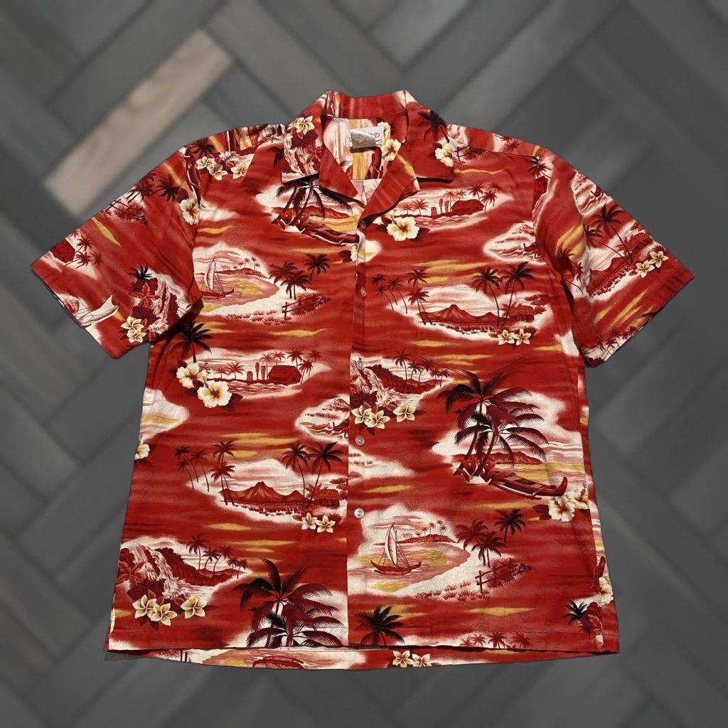 Vintage VINTAGE Seawind Mens Button-Up Hawaiian Shirt Red 100% Cotton Short Sleeve Size US M / EU 48-50 / 2 - 1 Thumbnail