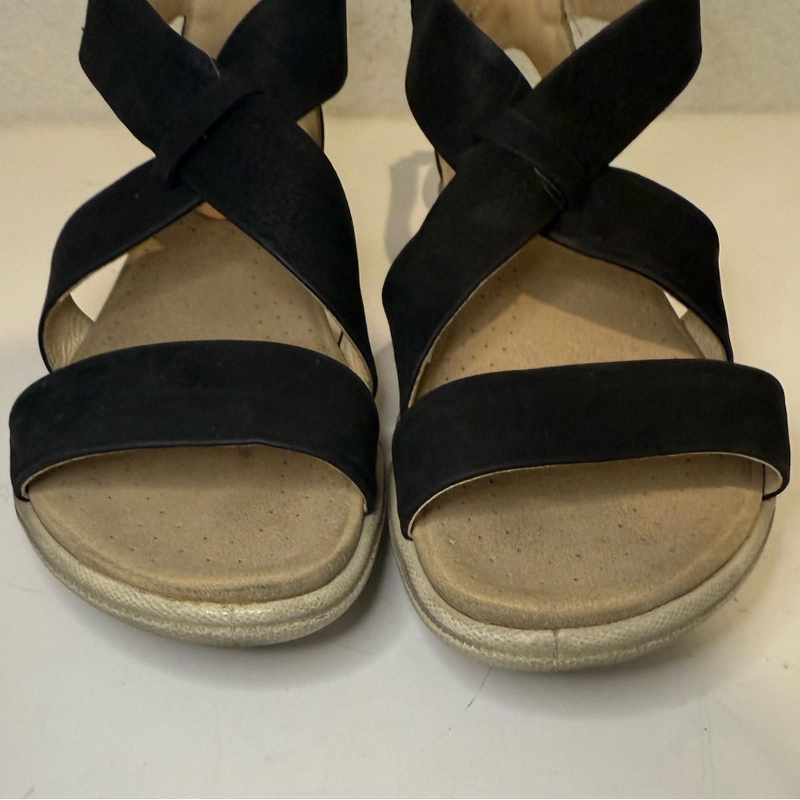 Ecco ECCO Damara Black Leather Crossover Strap Sandals EU 37 Size US 6.5 / IT 36.5 - 3 Thumbnail