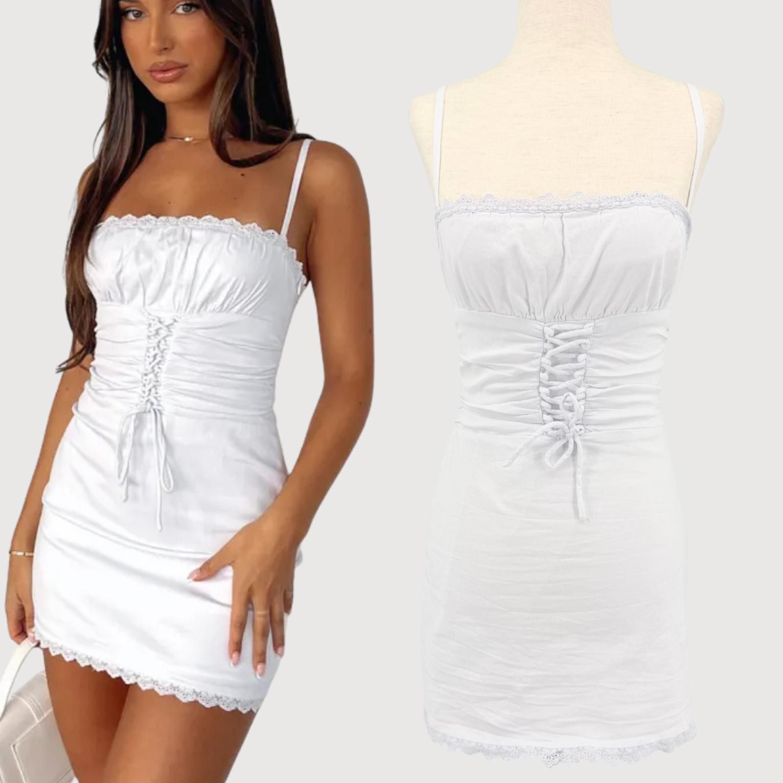 Other White Fox Coquette Corset Mini Dress Lace Trim M Size M / US 6-8 / IT 42-44 - 1 Thumbnail