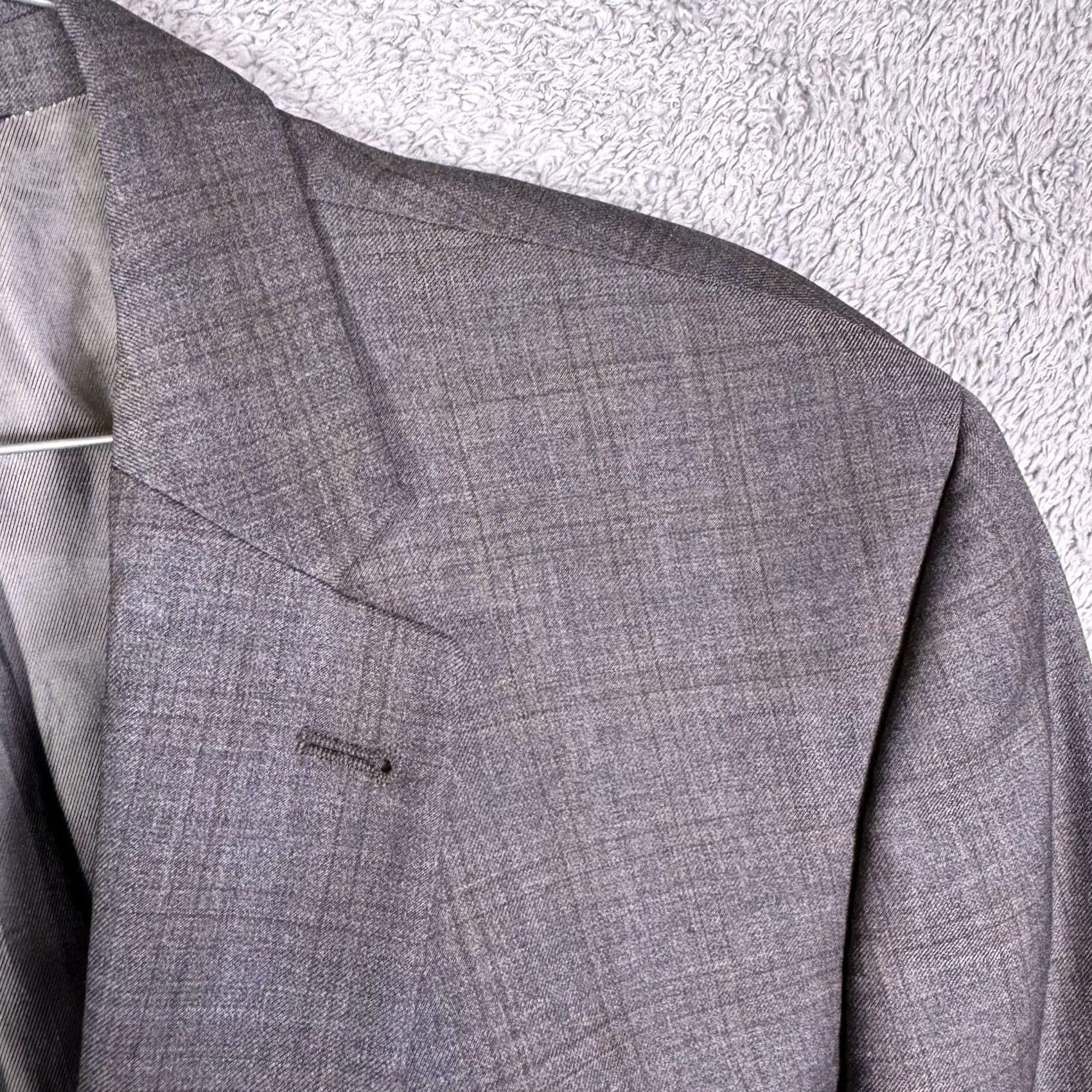 Vintage VINTAGE S. Cohen Suit Mens 48L 36x33 Blazer Slacks 2 Piece Wool Windowpane Gray 80s 90s City Classic Designer Retro Business Formal Mens Size 48R - 6 Thumbnail