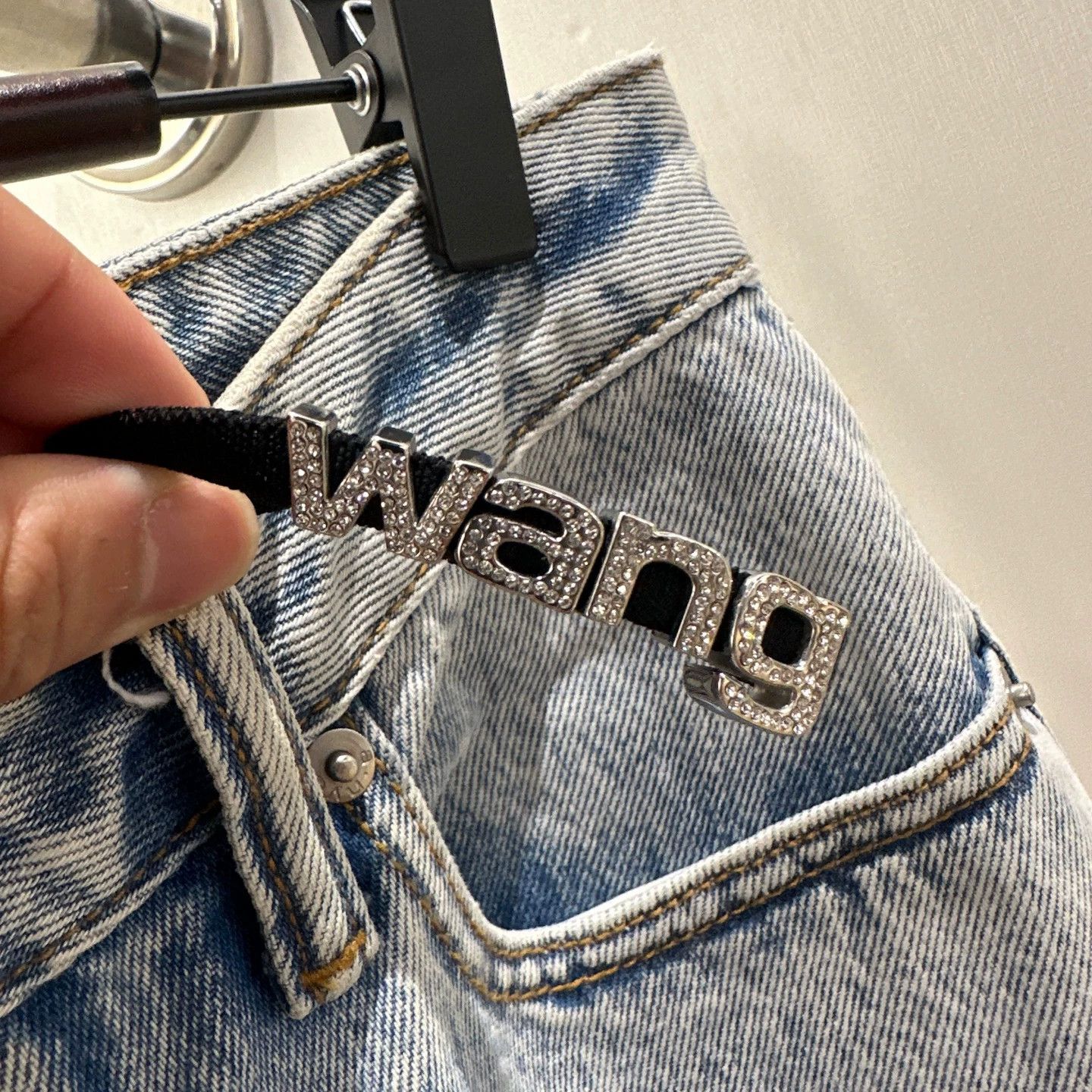 Alexander Wang Alexanderwang may395 crystal letter denim jeans 25 Size 25" / US 0 / IT 36 - 6 Thumbnail