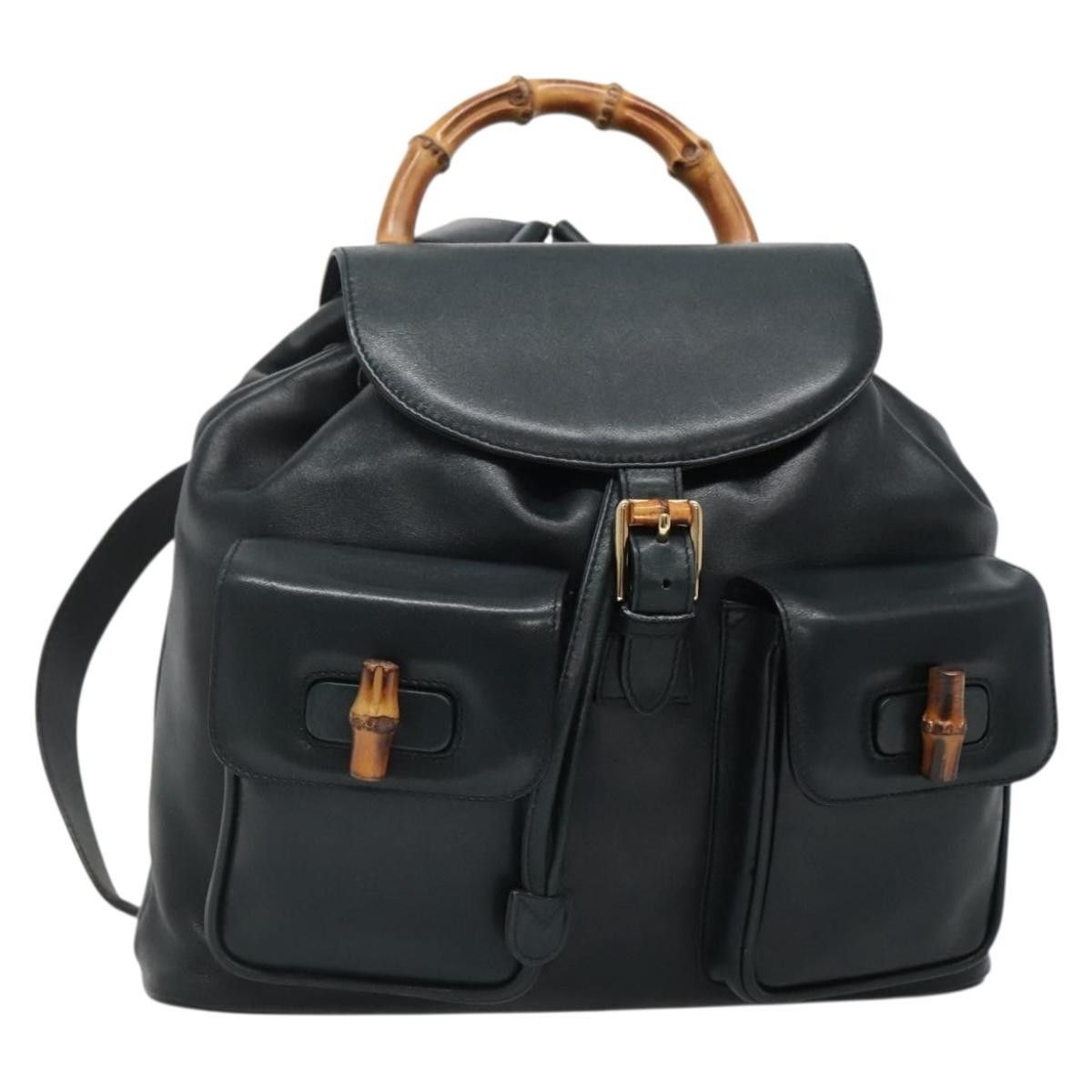 Gucci Gucci Vintage Bamboo Backpack Leather Size ONE SIZE - 1 Thumbnail