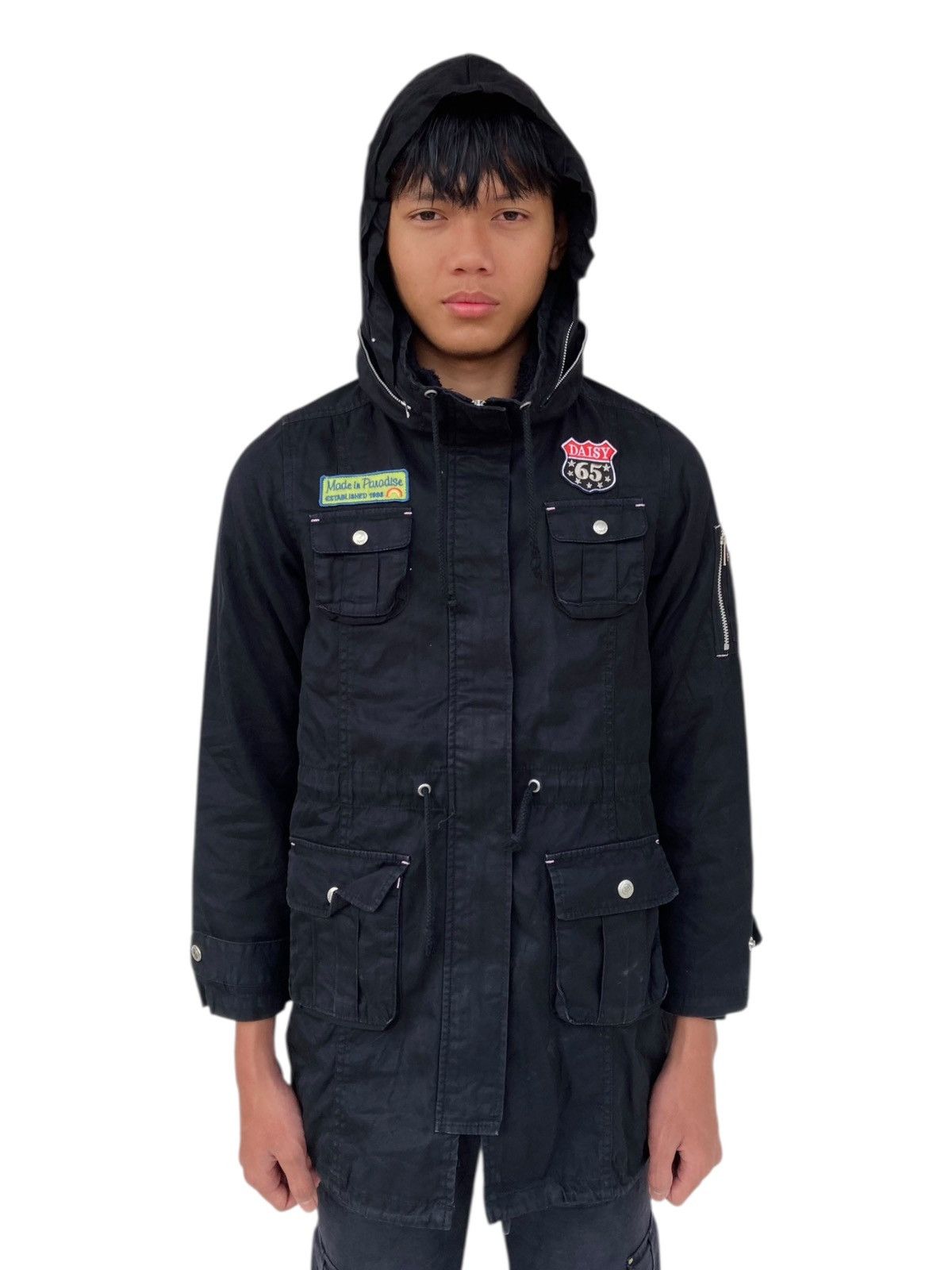 Japanese Brand 2000s Daisy Lovers - Black Cargo Jacket Hidden Hoodie Size M / US 6-8 / IT 42-44 - 6 Thumbnail