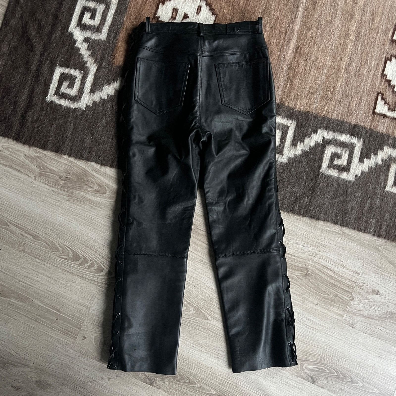 Leather Highway 1 Real Leather Biker Moto Side String Pants 9802AC Size US 32 / EU 48 - 6 Thumbnail
