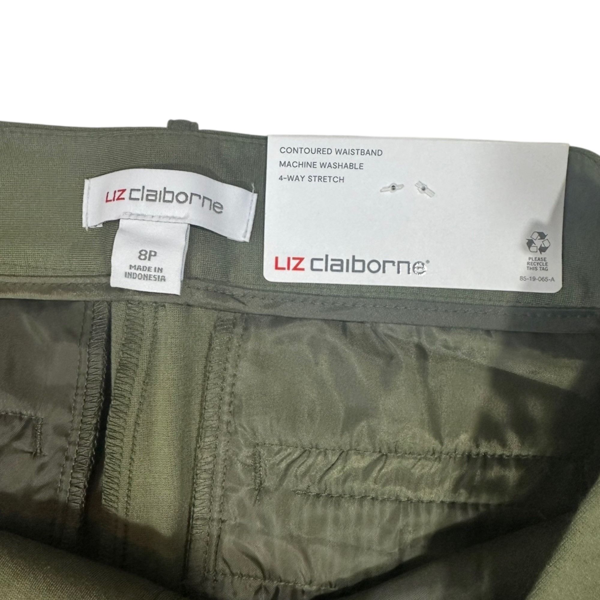 Liz Claiborne Liz Claiborne Mid-Rise Ankle Pants Olive Green 4-Way Stretch Size 28" / US 6 / IT 42 - 4 Thumbnail
