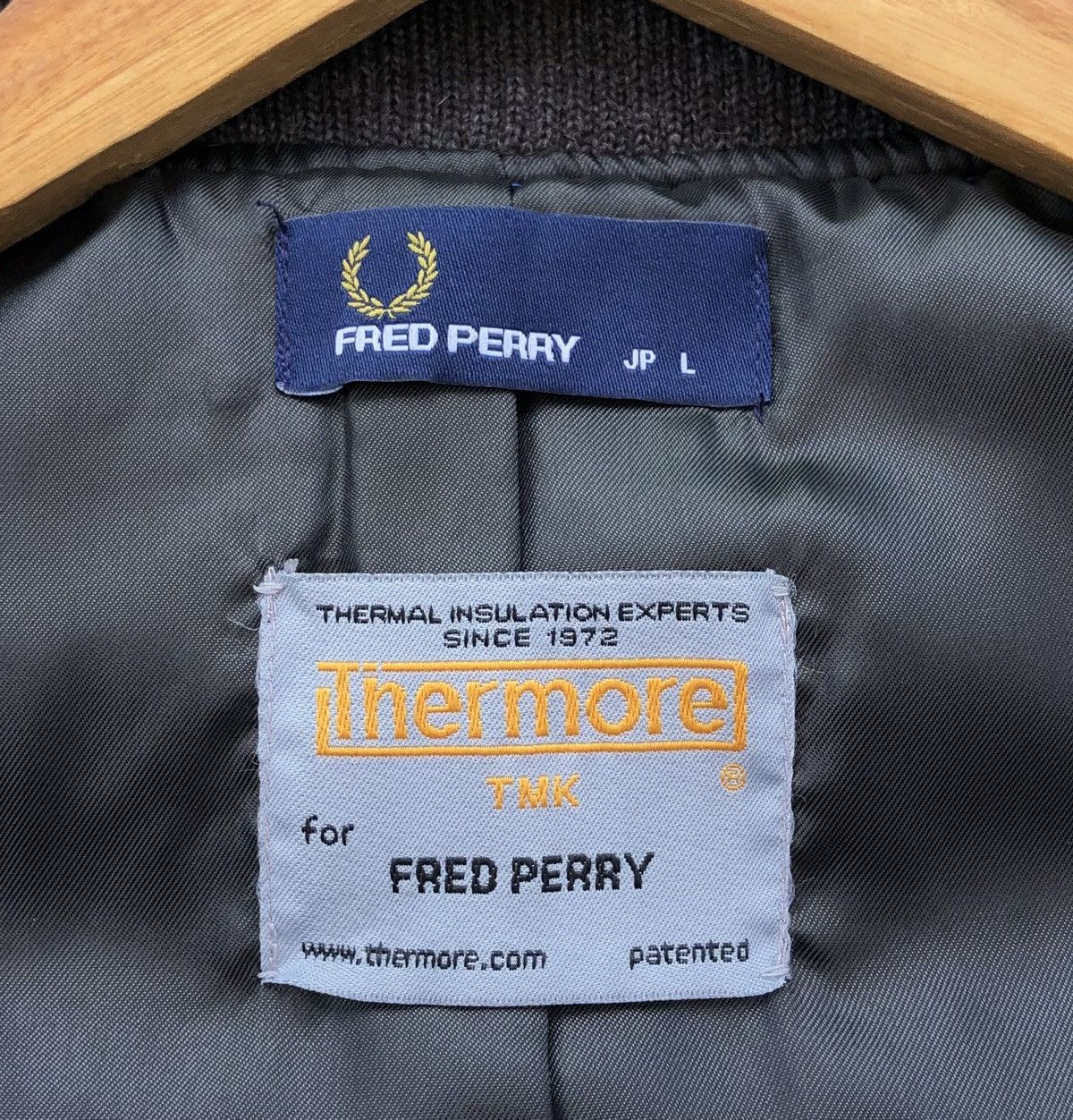 Fred Perry FRED PERRY Thermore Wool and Leather Blue Tweed Padded Vest Size US L / EU 52-54 / 3 - 14 Thumbnail