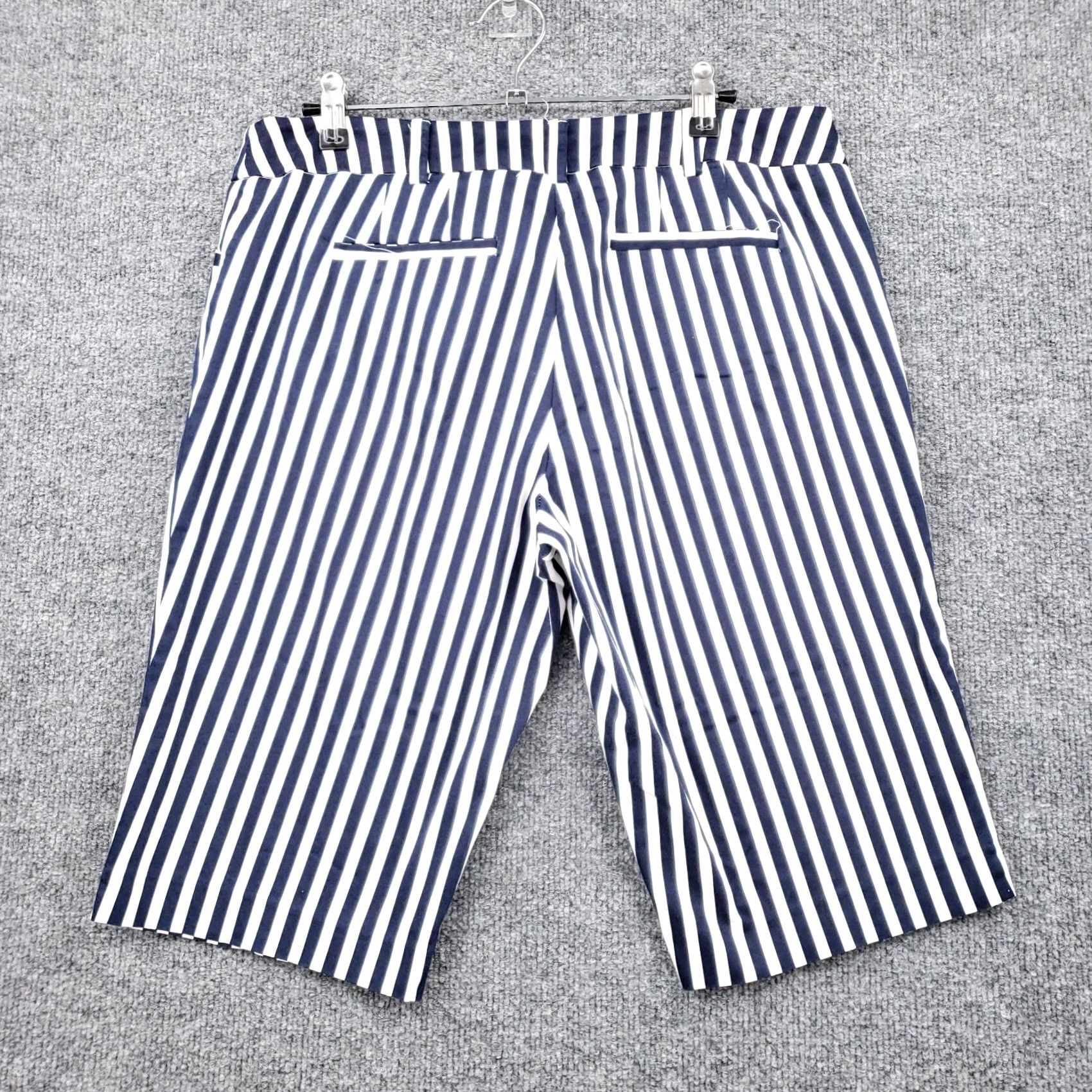Vintage New York & Company Womens Blue Bermuda Shorts Size 10 Striped Mid-Rise Flat Front Zip Size 32" / US 10 / IT 46 - 2 Thumbnail