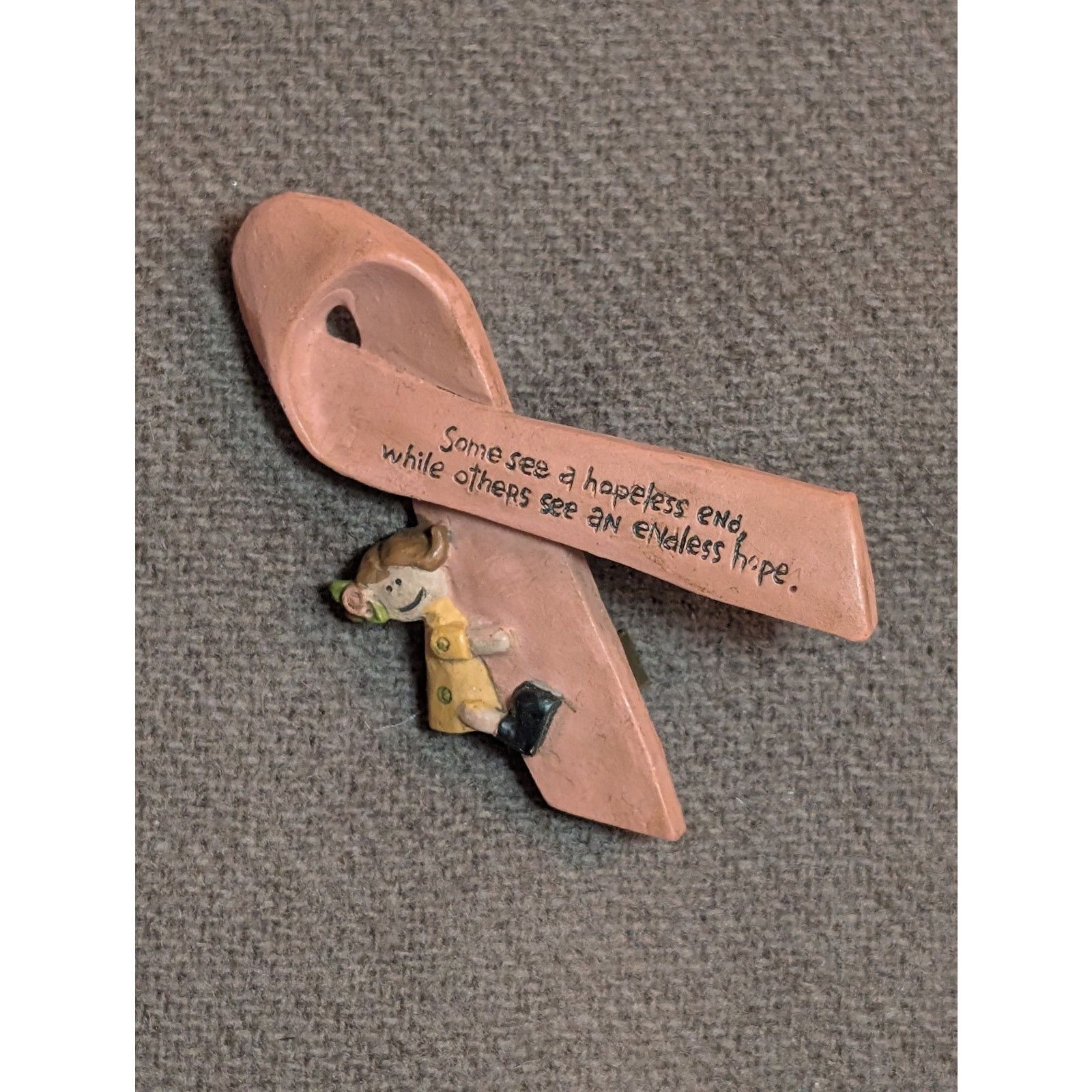 Vintage VTG Breast Cancer Pink Ribbon Brooch Inscribed Endless Hope Size ONE SIZE - 2 Thumbnail
