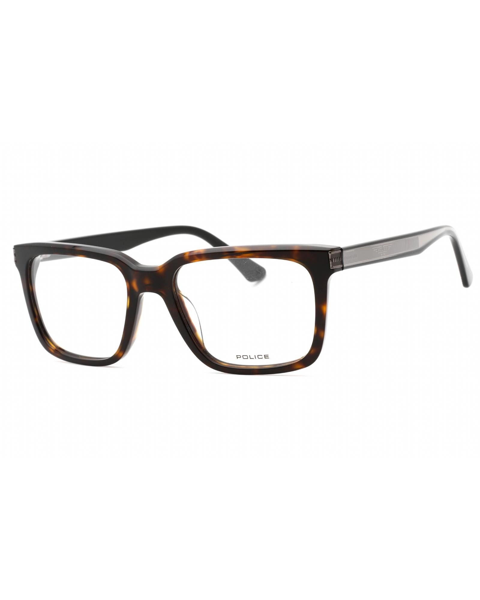image of Police Vplf03N Eyeglasses Shiny Dark Havana / Clear Demo Lens, Men's