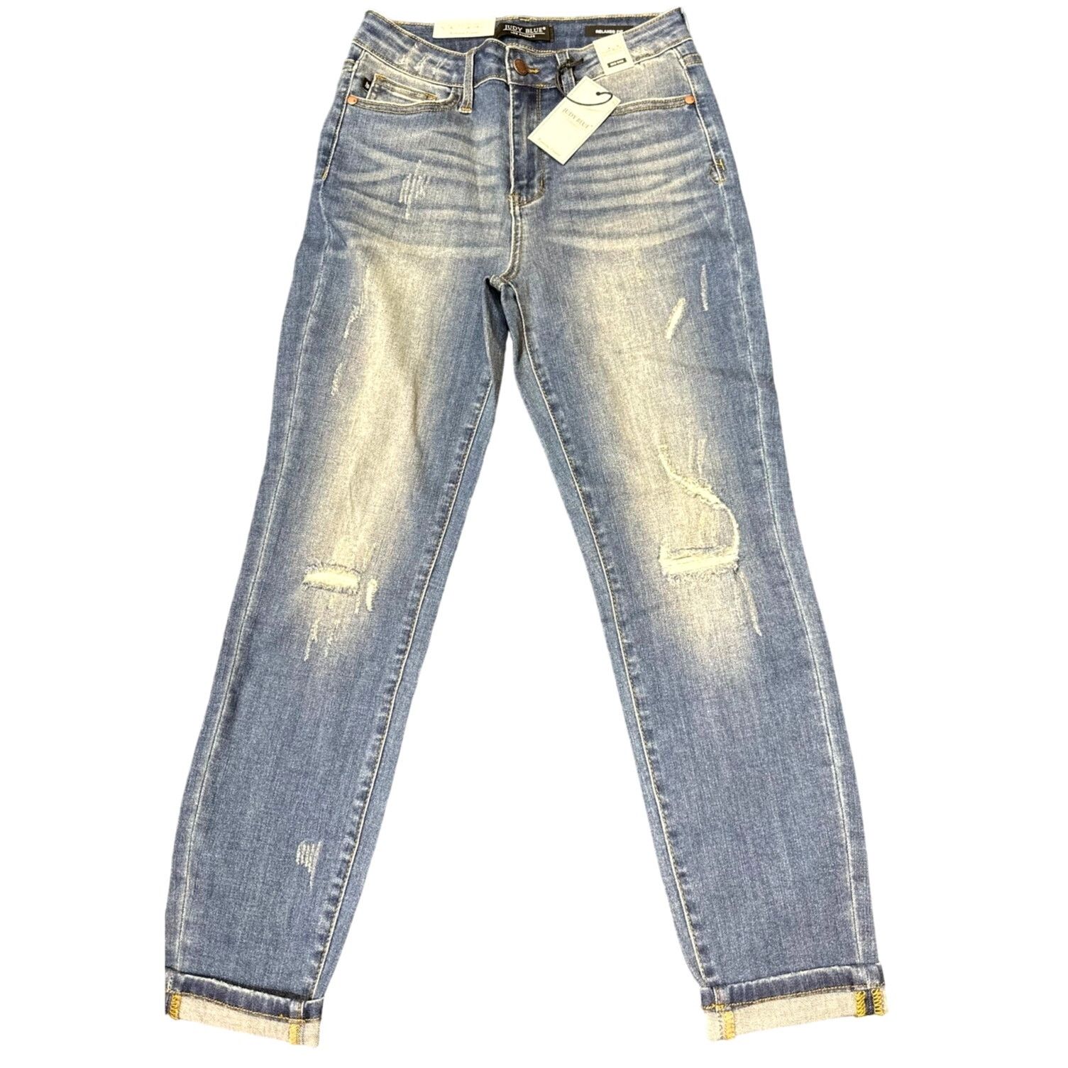Judy Blue Judy Blue Adelene Mid Rise Cuffed Jeans Dark Blue 29 Size 29" - 2 Thumbnail