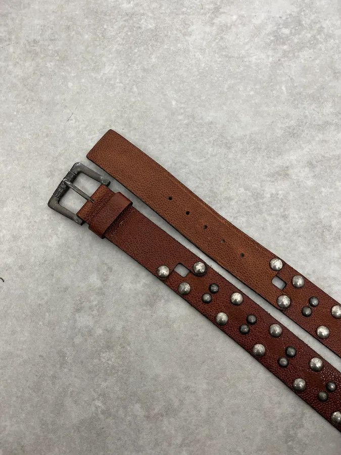 Roberto Cavalli Studded Brown Leather Belt