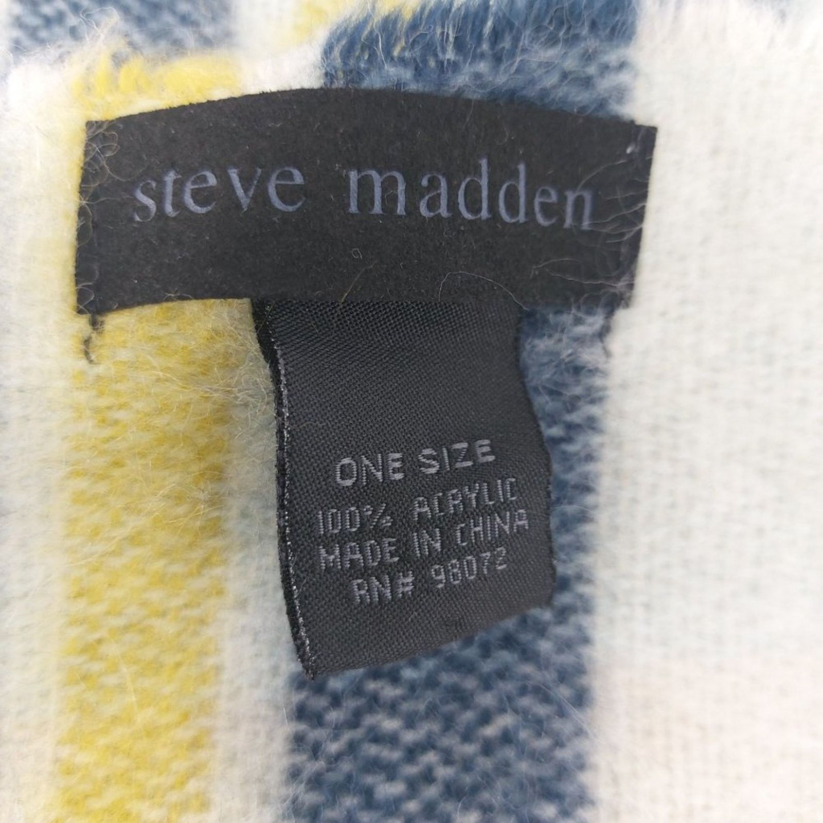Steve Madden Steve Madden Fuzzy Scarf with Tassels Blue Navy Blue Size ONE SIZE - 4 Thumbnail