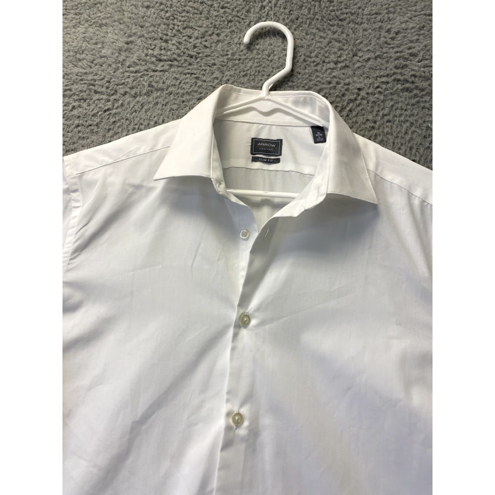 Arrow Arrow Shirt Mens White Slim Casual Button Down Collar/97-11 Regular 16 32/33 Cotton Button-Up Pockets All Seasons Men Treated 4-Season Vintage No Size US L / EU 52-54 / 3 - 3 Thumbnail