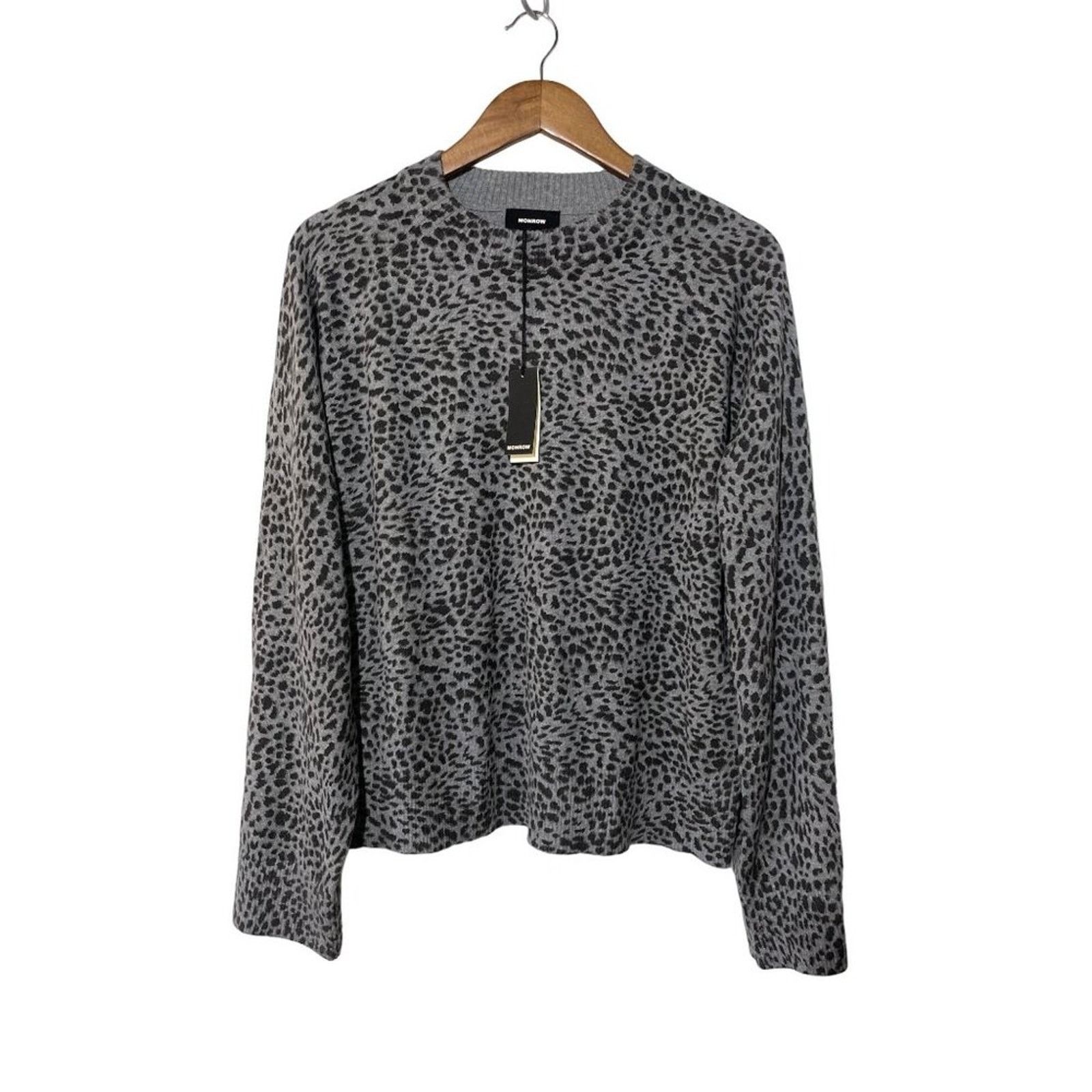 MONROW Monrow Mini Leopard Mock Neck Cashmere Blend Sweater Large Size L / US 10 / IT 46 - 2 Thumbnail