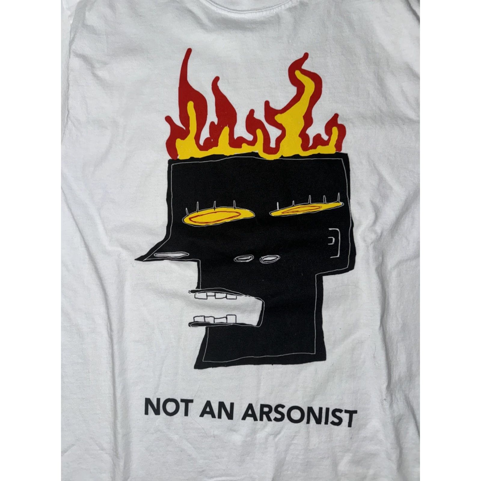 Vintage Burn Bot Not An Arsonist Burn Bot Graphic Art Tee T-Shirt White 22x27 Large Mockneck Mens L Regular Size T-Shirt Art White Burn Bot Size US L / EU 52-54 / 3 - 2 Thumbnail