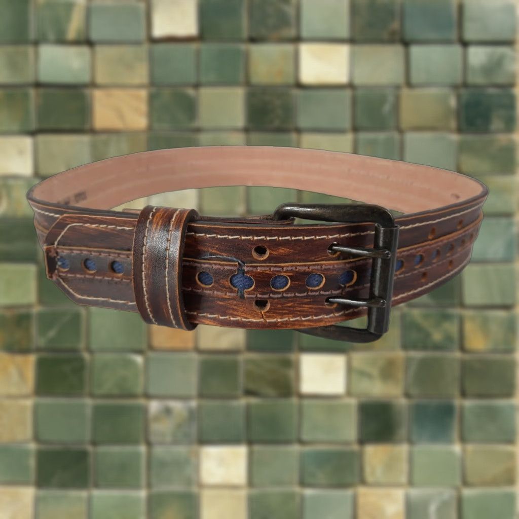 Vintage VINTAGE Stamped Brown Genuine Banded Leather Western Ranger Belt 30 Wood Print Belt Men Regular Brown 30 Western Ranger Belt Size 30 - 1 Thumbnail