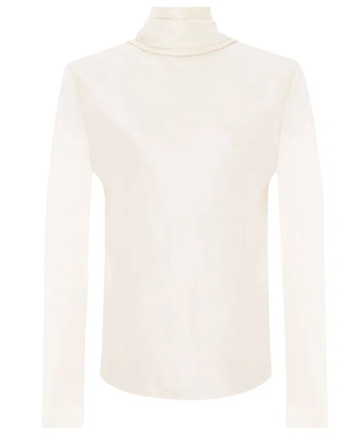 Saint Laurent Paris o1s1wg111124 Cowl-Back Blouse in Silk Satin Crepe in White Size S / US 4 / IT 40 - 1 Thumbnail