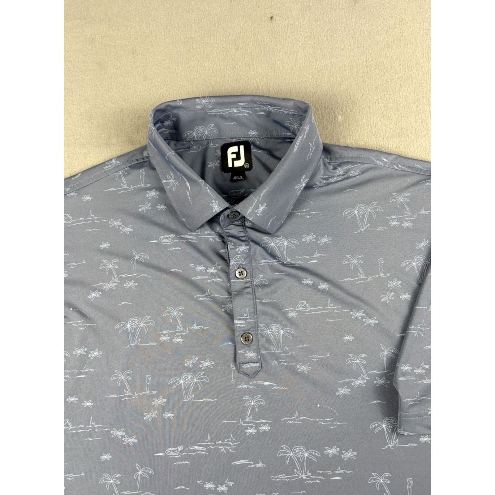 Footjoy FootJoy Polo Shirt Men’s 2XL Blue Palm Tree All Over Print Golf Short Sleeve Collared Athletic Regular Mens Size US XXL / EU 58 / 5 - 2 Thumbnail