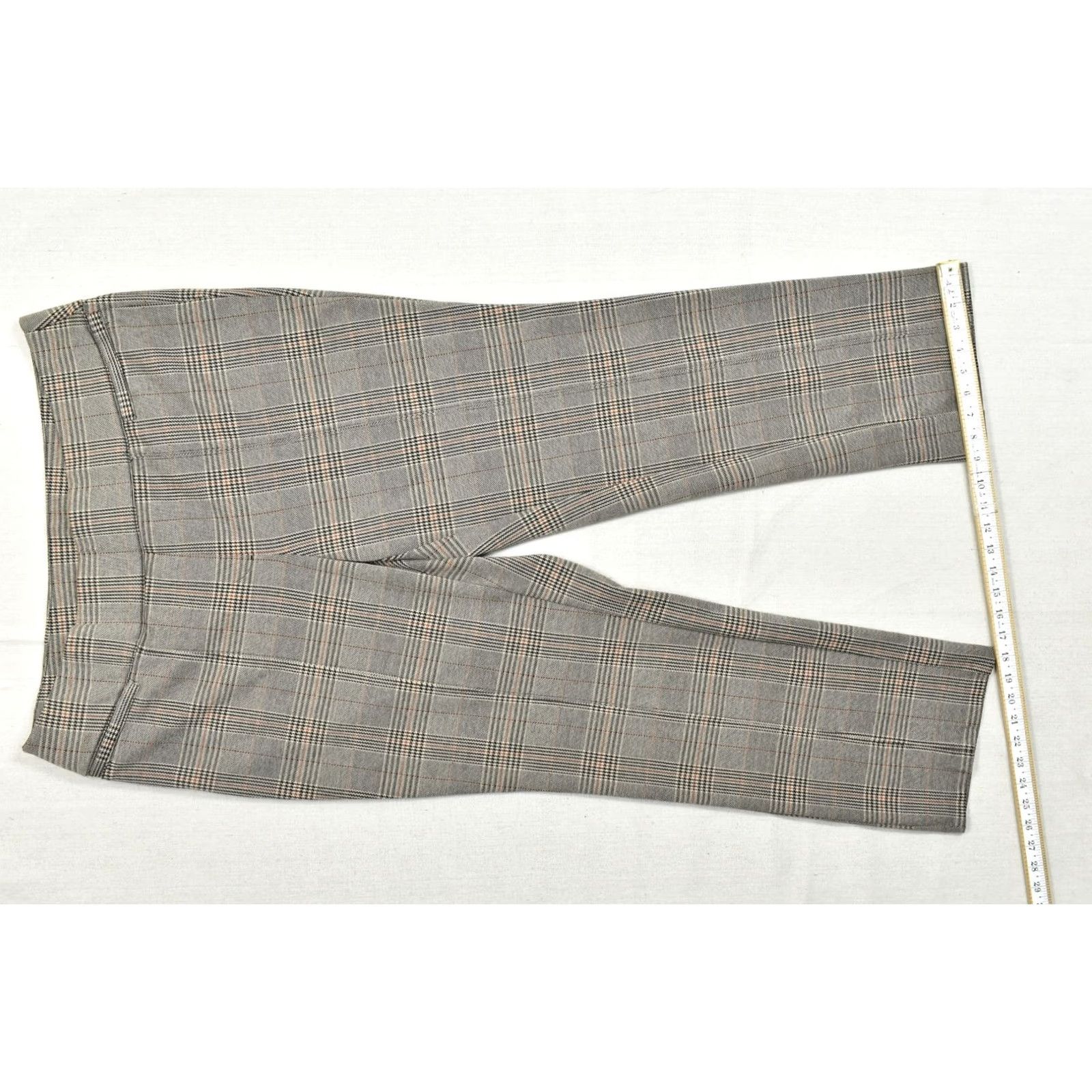 Vintage Lane Bryant Women's 20 Plaid Dress Pants Brown Gray Houndstooth Rayon Flat Front High Rise Straight Leg Plus Size Dress Pants Womens Size 42" / US 20 - 5 Thumbnail