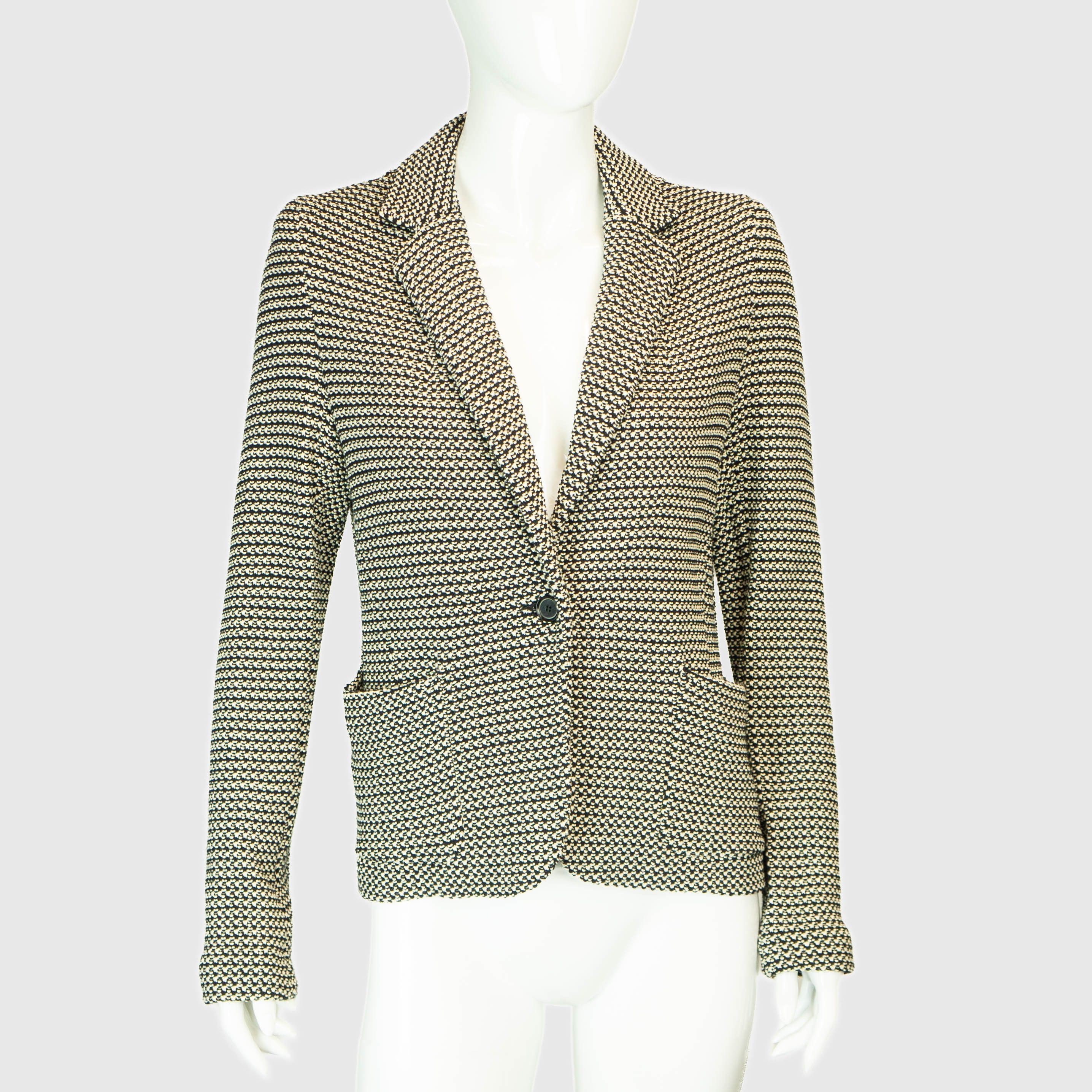 image of Gerard Darel Black White Blazer Jacket, Women's (Size Small)