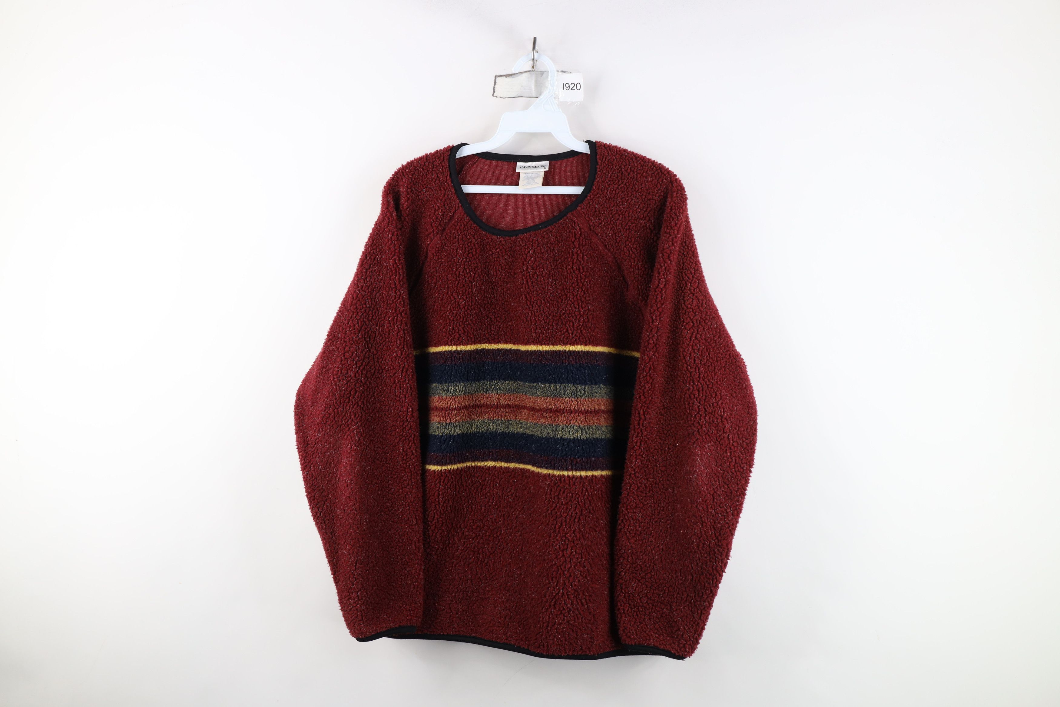 Vintage Vintage 90s Streetwear Striped Deep Pile Fleece Sweater Size L / US 10 / IT 46 - 1 Thumbnail