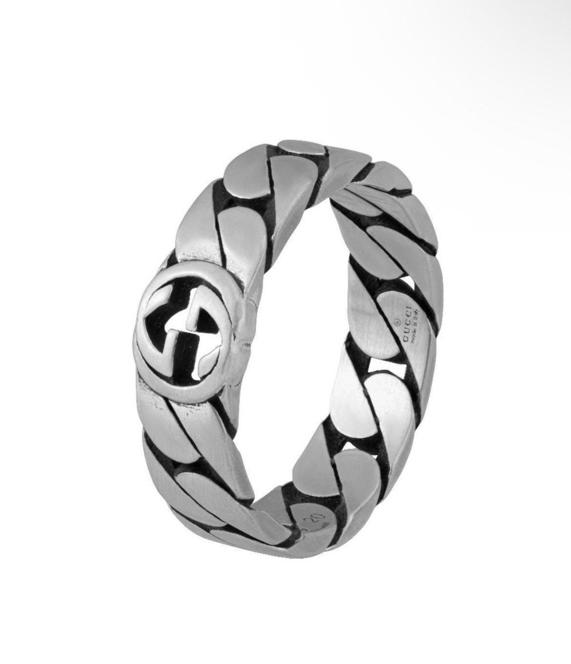 Gucci Gucci Wide Ring w Interlocking G Sterling Silver Chain AG925 Size ONE SIZE - 1 Thumbnail
