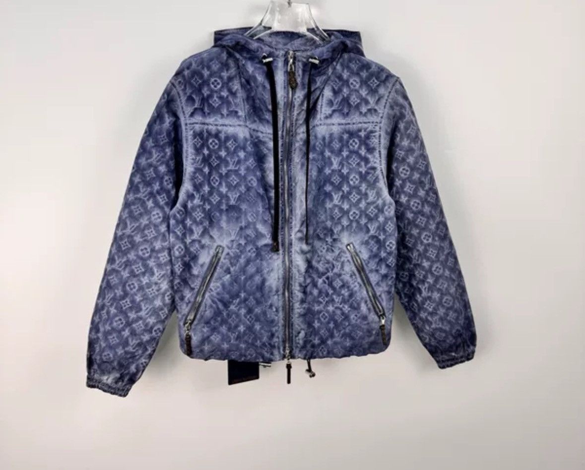 Louis Vuitton Blue gray full printed logo hooded jacket