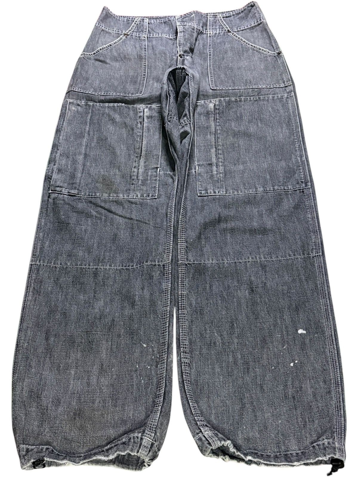 Japanese Brand × Rocawear Vintage Japanese Brand Tactical Cargo Acid Mud Wash Jeans Size US 29 - 1 Thumbnail
