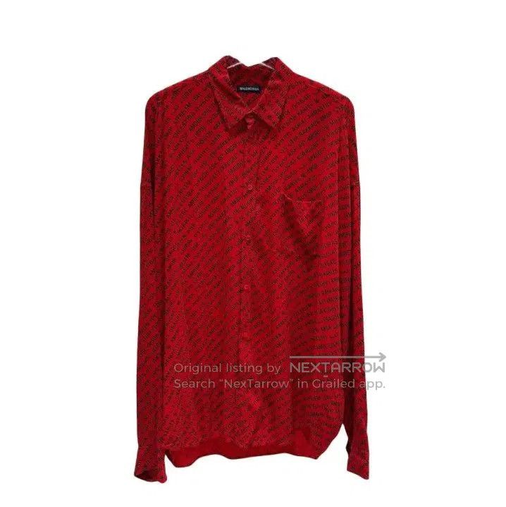 Balenciaga Balenciaga Logo Print Long Sleeve Shirt in Red. Size US M / EU 48-50 / 2 - 1 Thumbnail