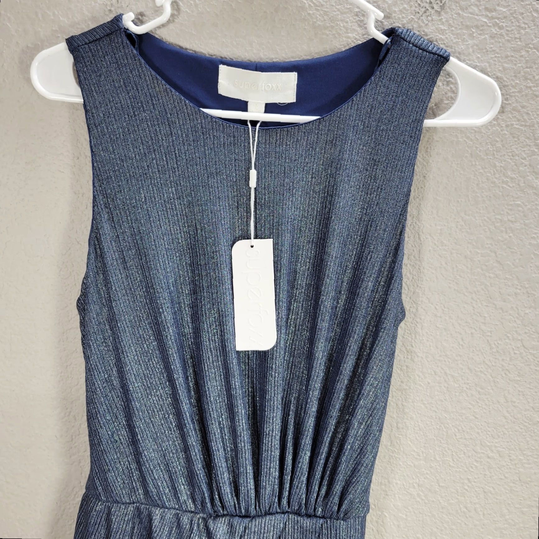 Vintage VINTAGE Superfoxx Metallic Blue Cocktail Party Shine Dress Sleeveless Bodycon Sz M New Size M / US 6-8 / IT 42-44 - 4 Thumbnail